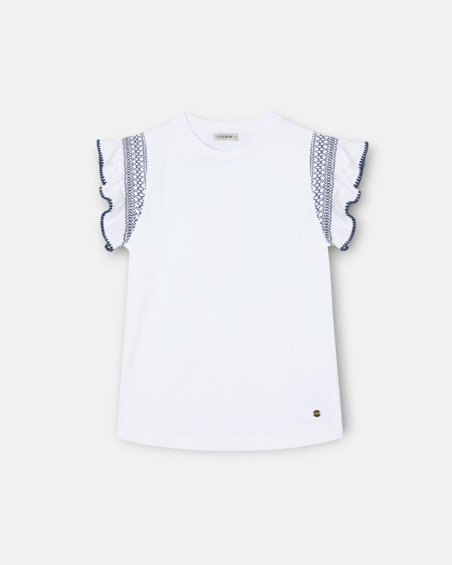 T-shirt Infantil com Bordado nas Mangas Branca Silbon Branco-4