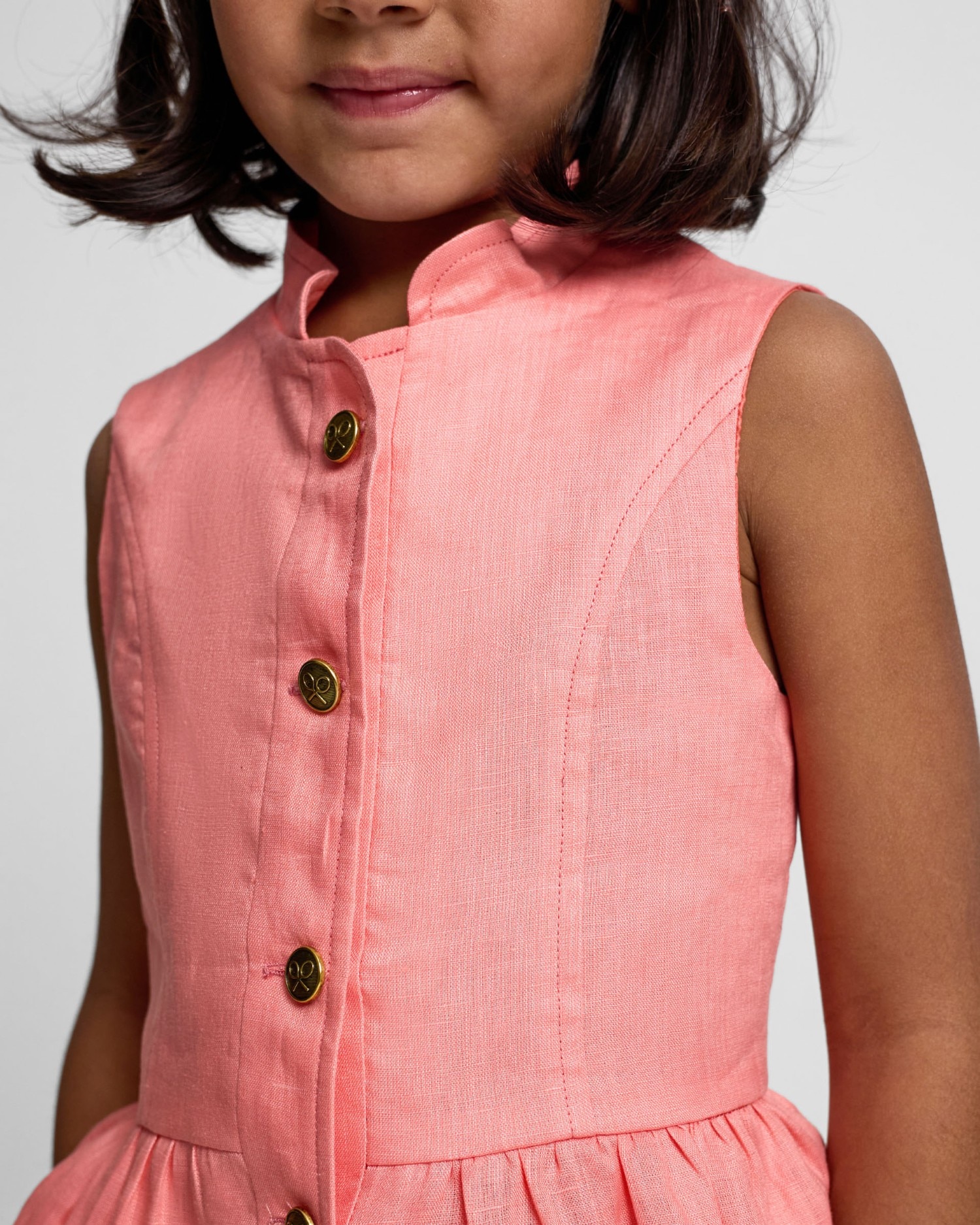Top Infantil de Linho com Botões Coral Silbon Coral-3