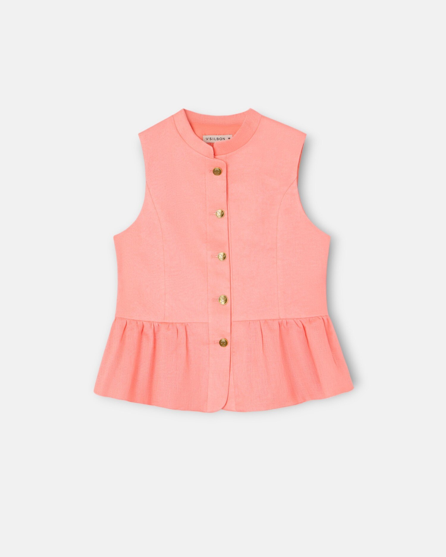 Top Infantil de Linho com Botões Coral Silbon Coral-4