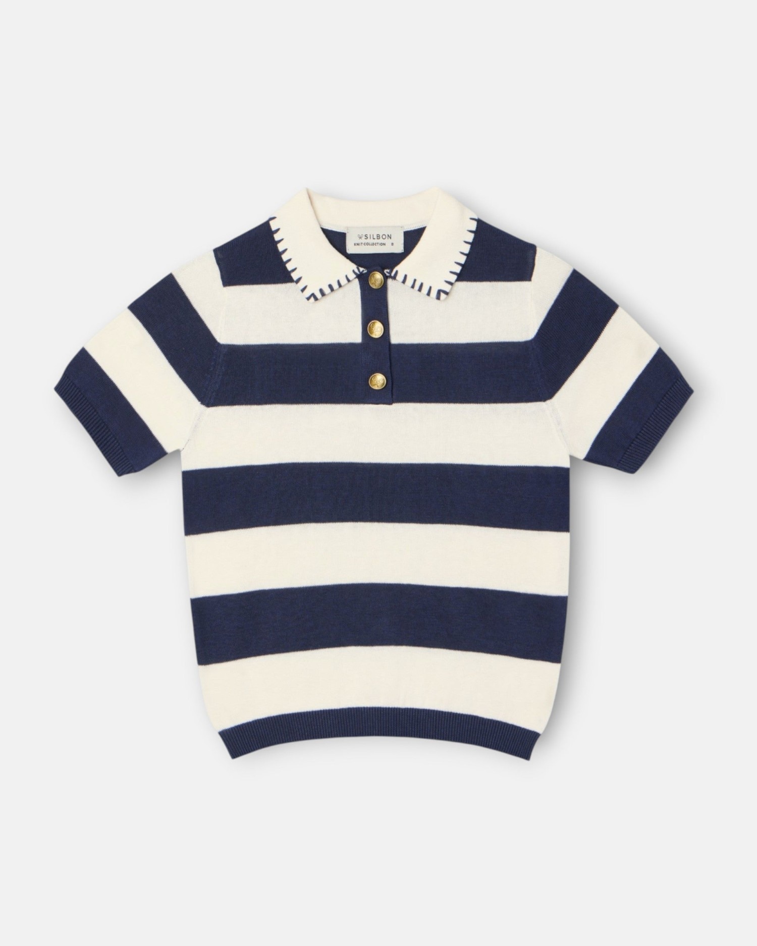 Imagem 0 de Polo Infantil de Malha de Manga Curta em Azul e Branco