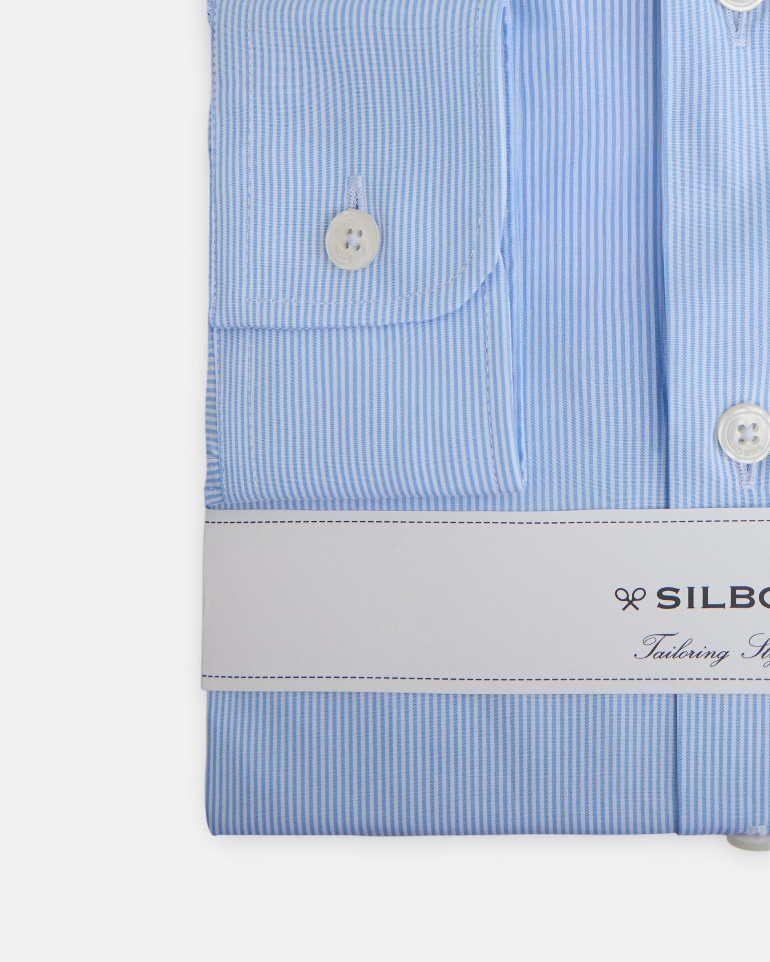 Camisa Formal Às Riscas Finas em Azul Celeste Azul-4