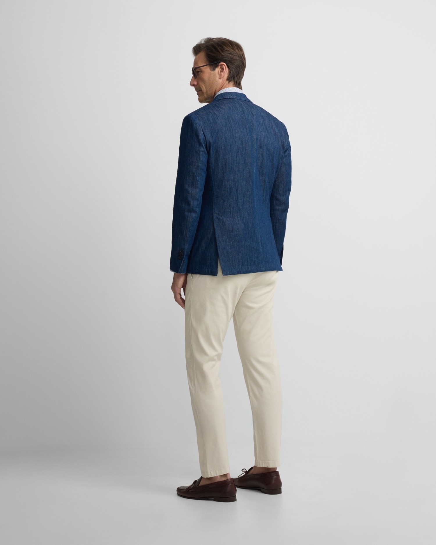 Blazer Denim Lavado em Azul Médio Azul-2