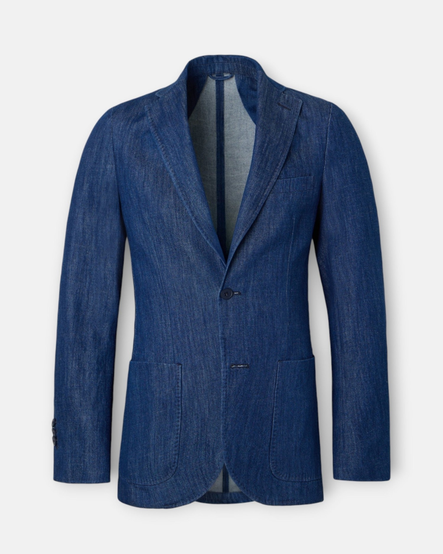 Blazer Denim Lavado em Azul Médio Azul-4