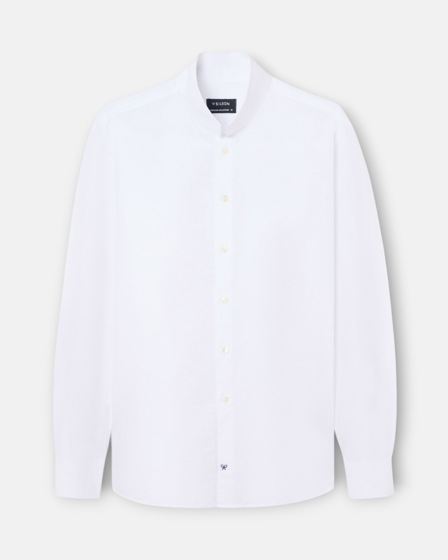 Camisa em Linho Unique com Gola Chaminé Branca Branco-4