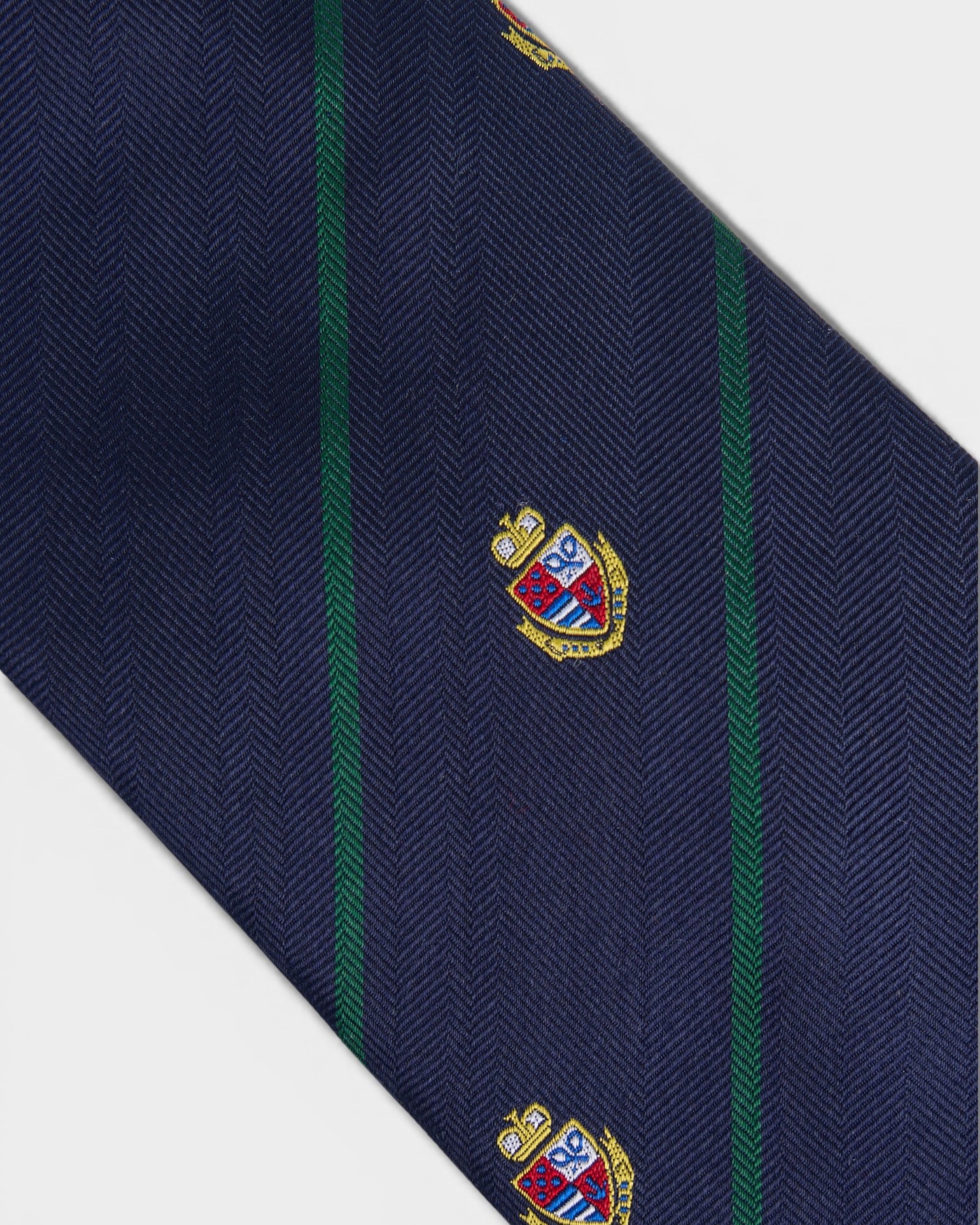 Gravata Silbon Riscas Escudos Azul-marinho / Verde-2