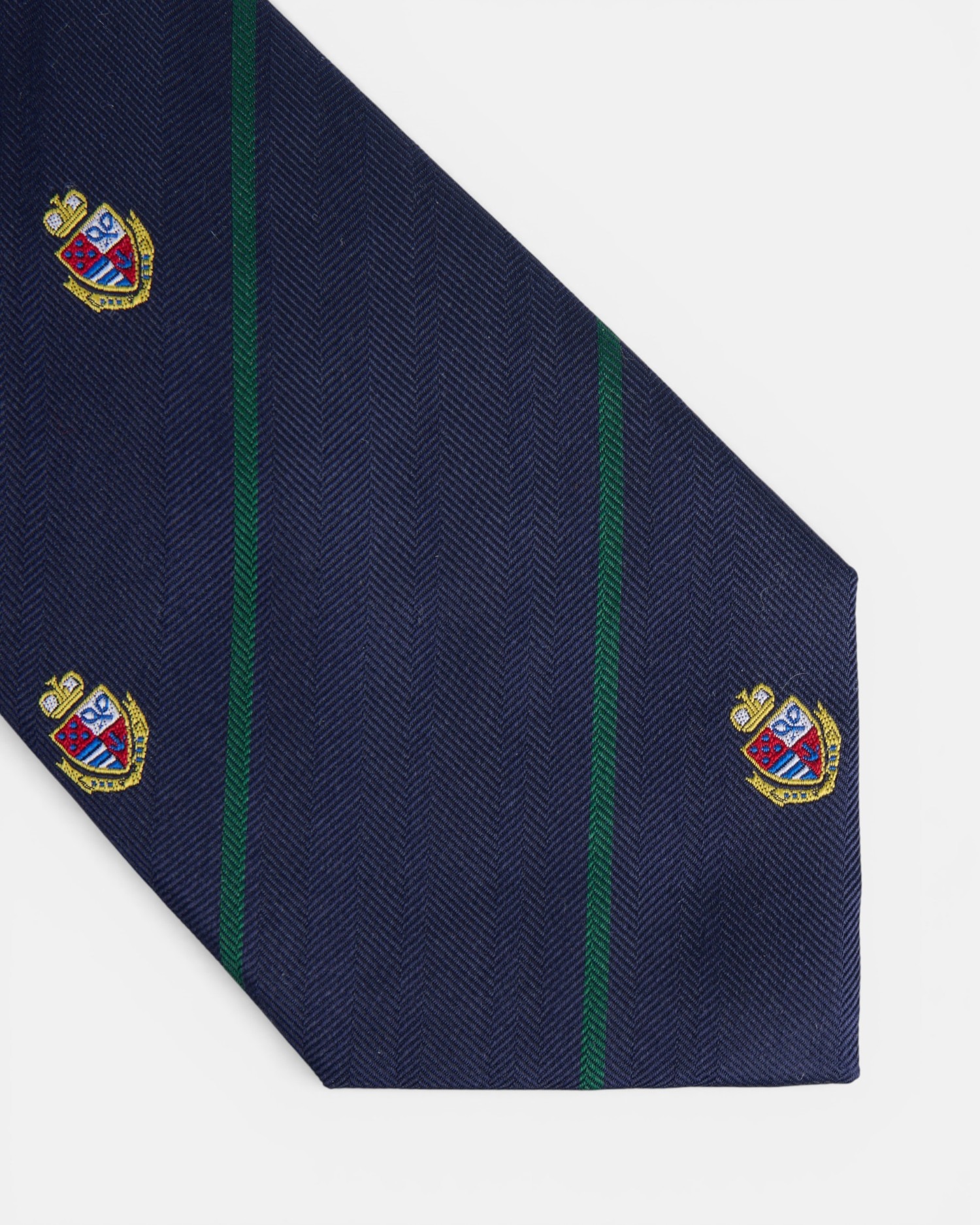 Gravata Silbon Riscas Escudos Azul-marinho / Verde-3