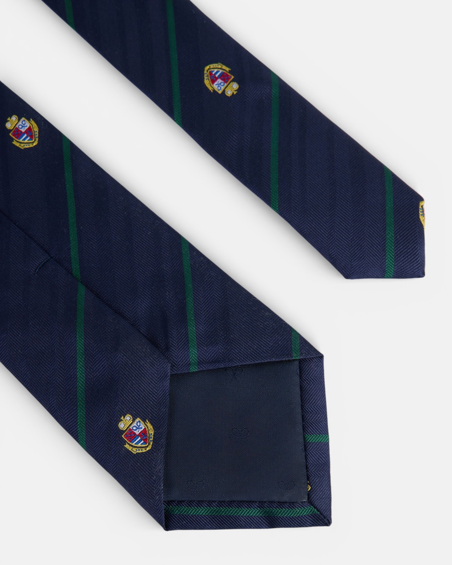 Gravata Silbon Riscas Escudos Azul-marinho / Verde-4