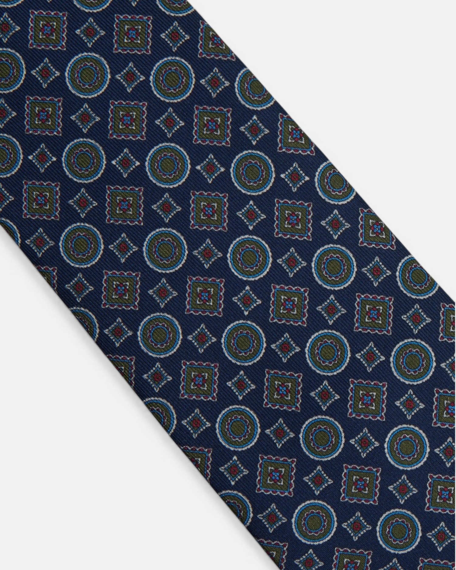 Gravata Geométrica de Seda em Azul Azul-4