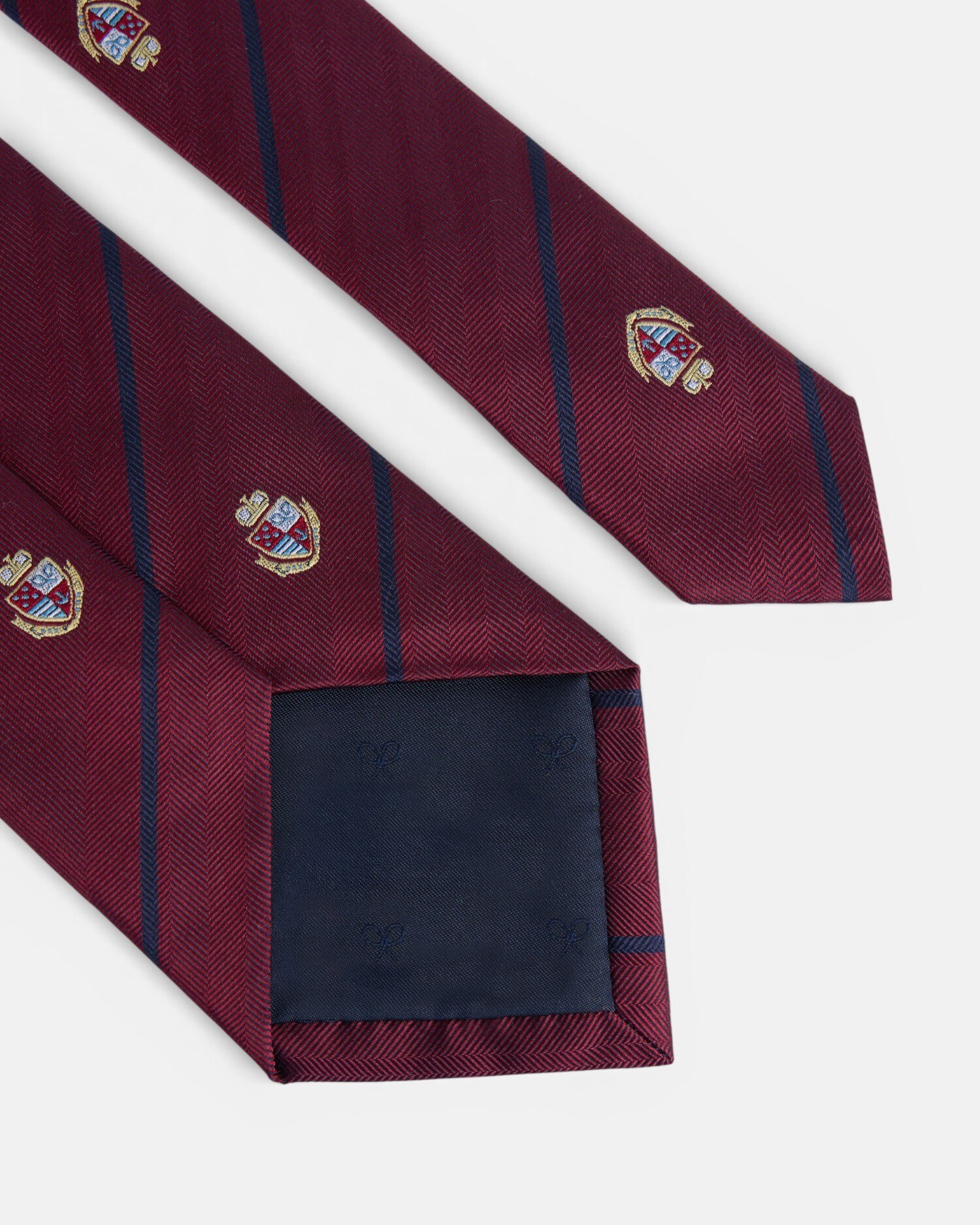 Gravata Silbon Às Riscas com Escudos Bordeaux Bordeaux-4