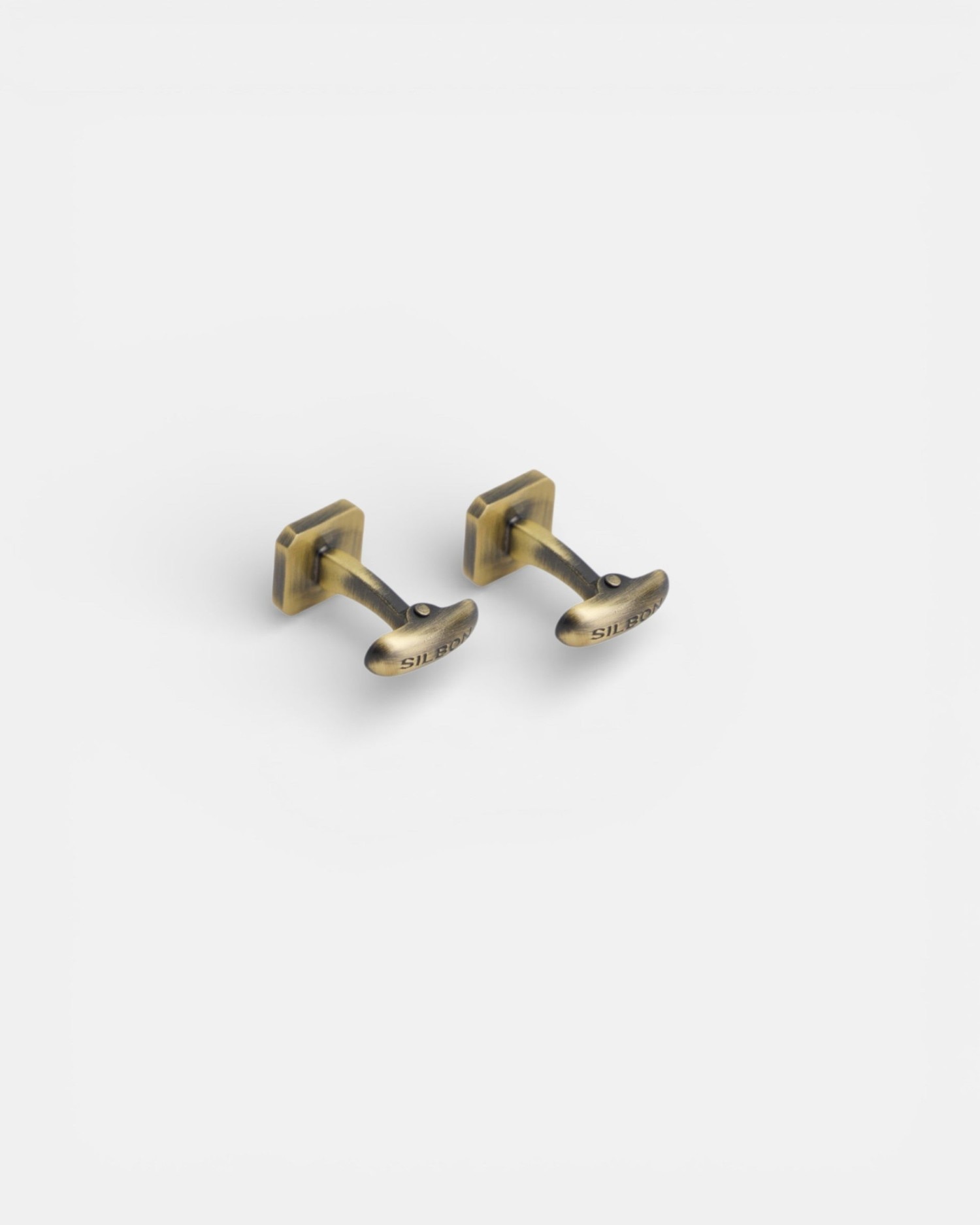 Botões de Punho Quadrados com Detalhe Gravado em Dourado Envelhecido Ouro-2