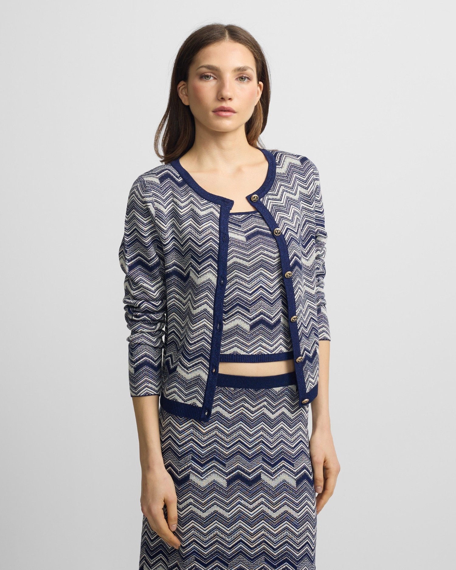 Cardigan Comprido Espiga Azul Azul-1