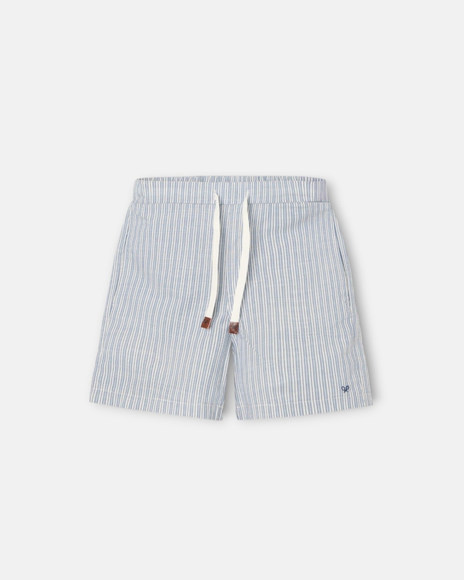 Pijama Curto Infantil com Bolso Às Riscas em Azul e Cinzento Silbon Azul-4