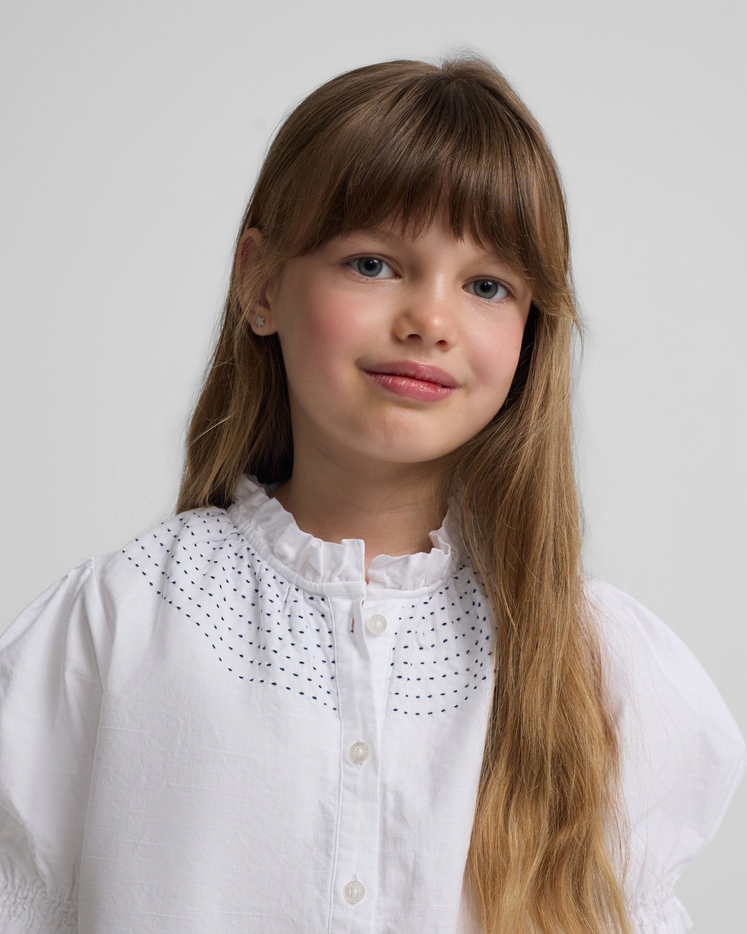 Camisa Infantil com Franzidos em Linho em Branco Silbon Branco-3