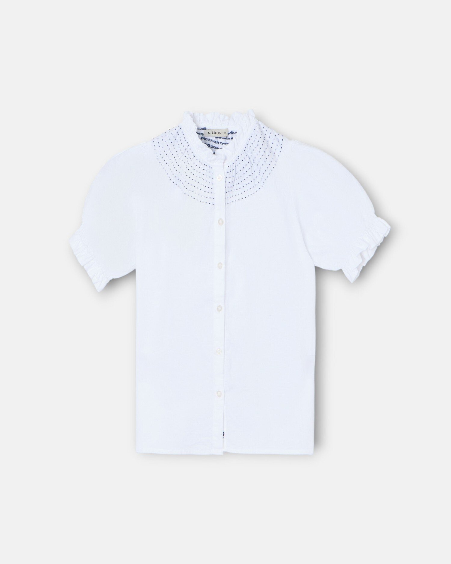 Camisa Infantil com Franzidos em Linho em Branco Silbon Branco-4