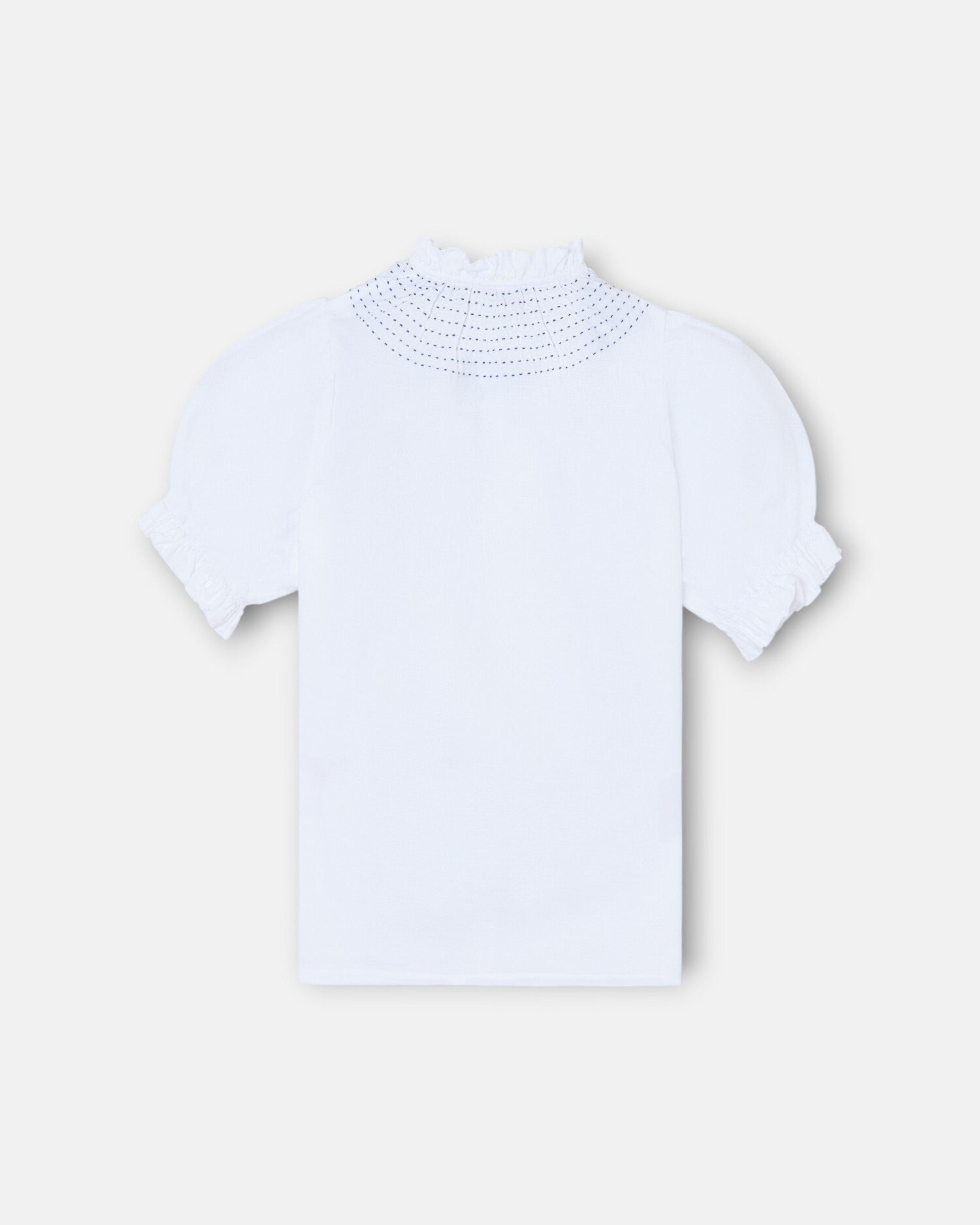 Camisa Infantil com Franzidos em Linho em Branco Silbon Branco-5