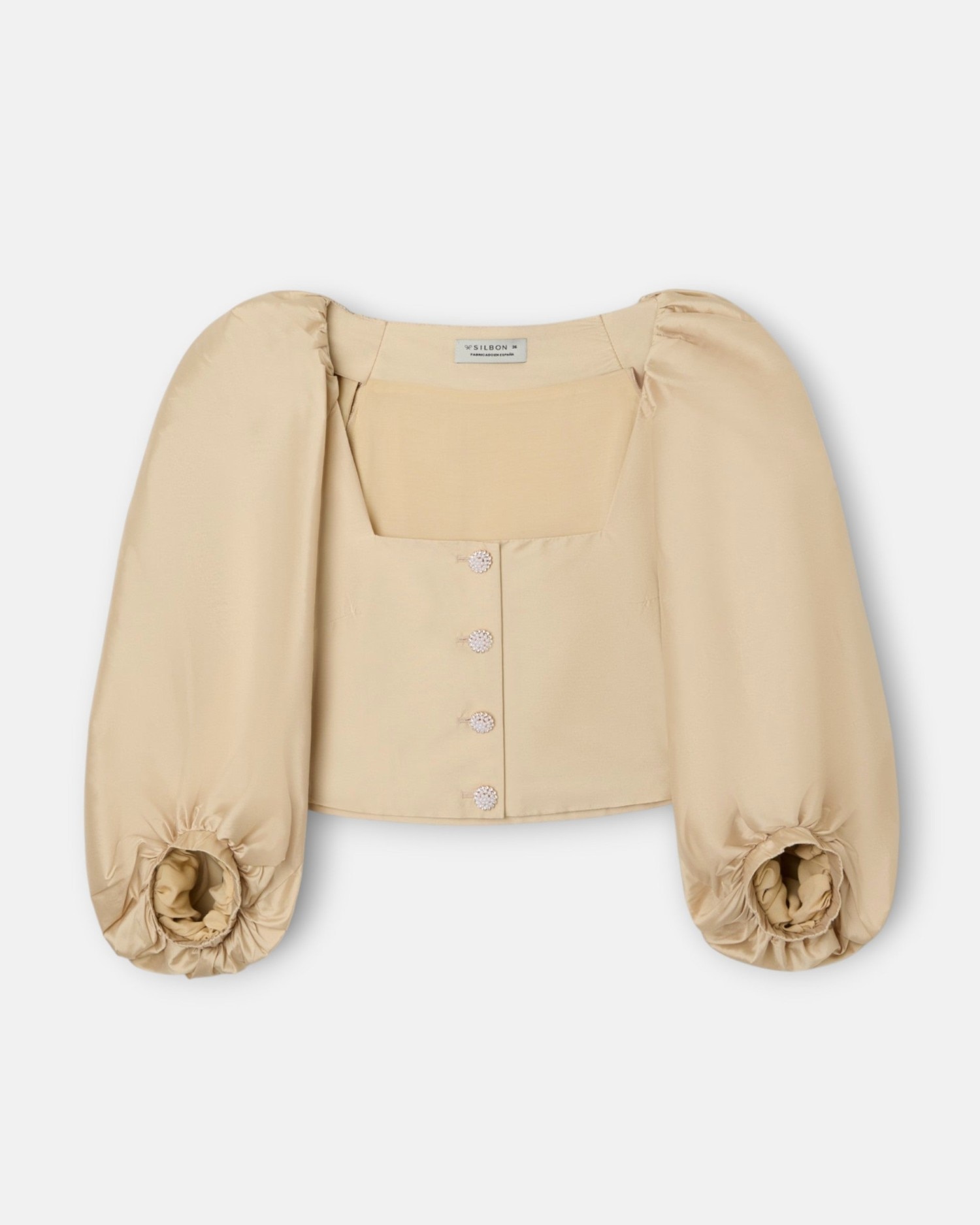 Blusa Event Collection de Manga Farol Bege Bege-4