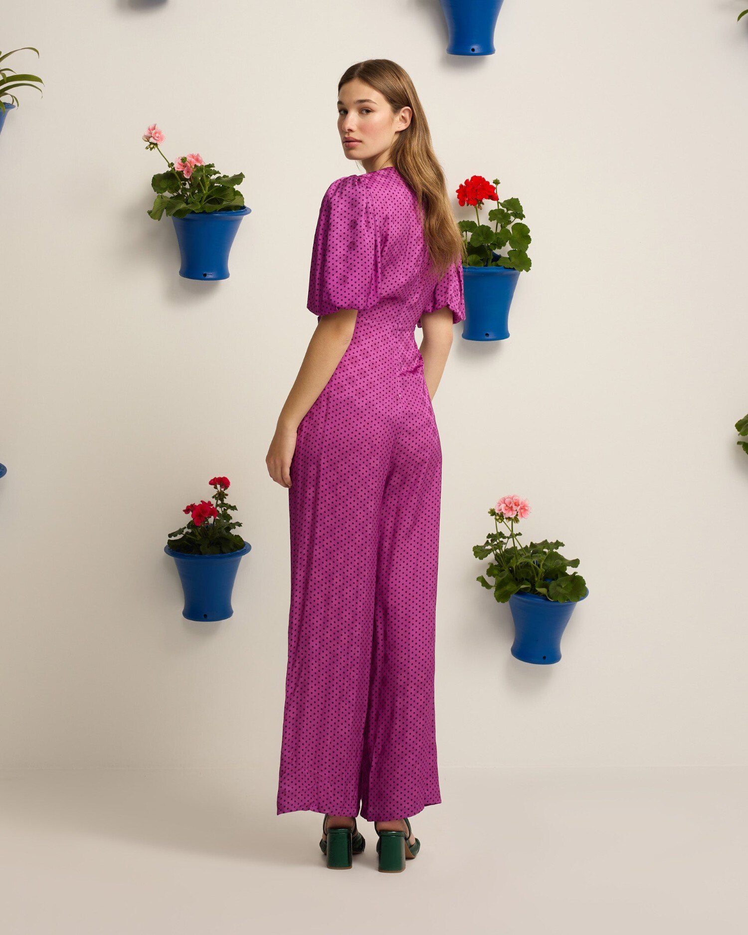 Macacão Event Collection com Nó Às Bolinhas em Roxo Roxo-2