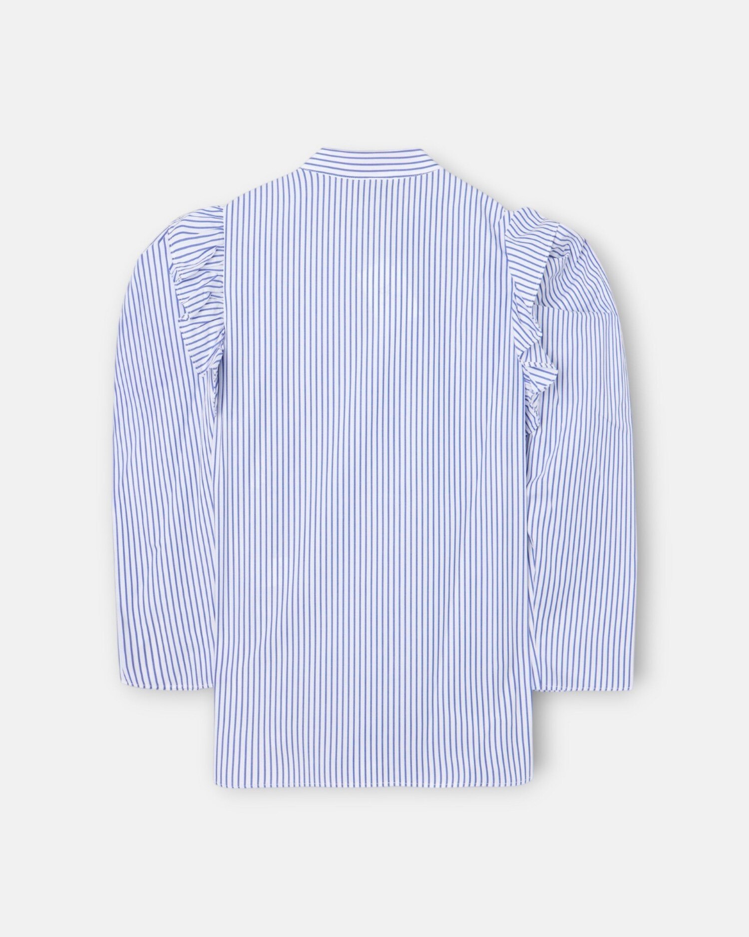Camisa de Manga Abalonada Às Riscas em Azul e Branco Branco-5