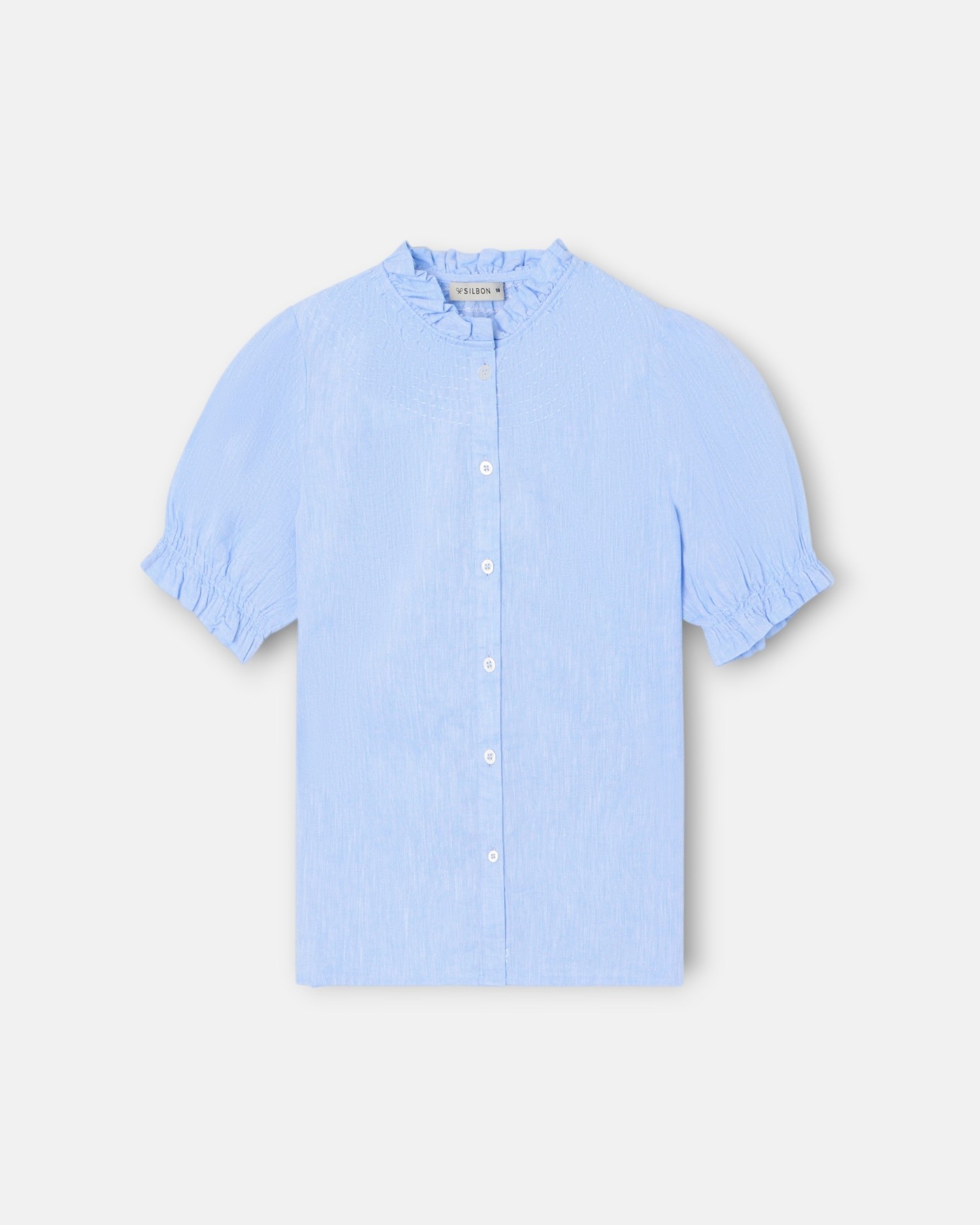 Imagem 0 de Camisa Infantil com Franzidos em Linho Celeste