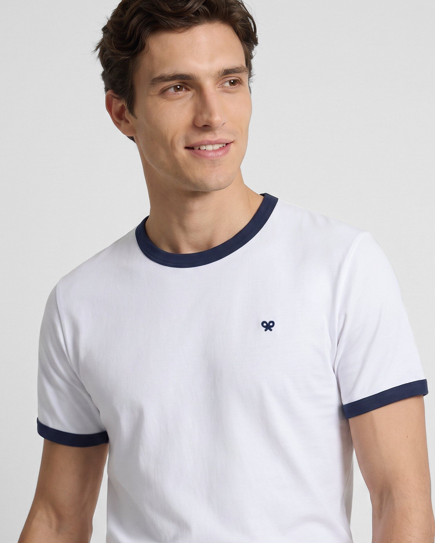 T-shirt Ribs com Contraste de Felpa Branco-2
