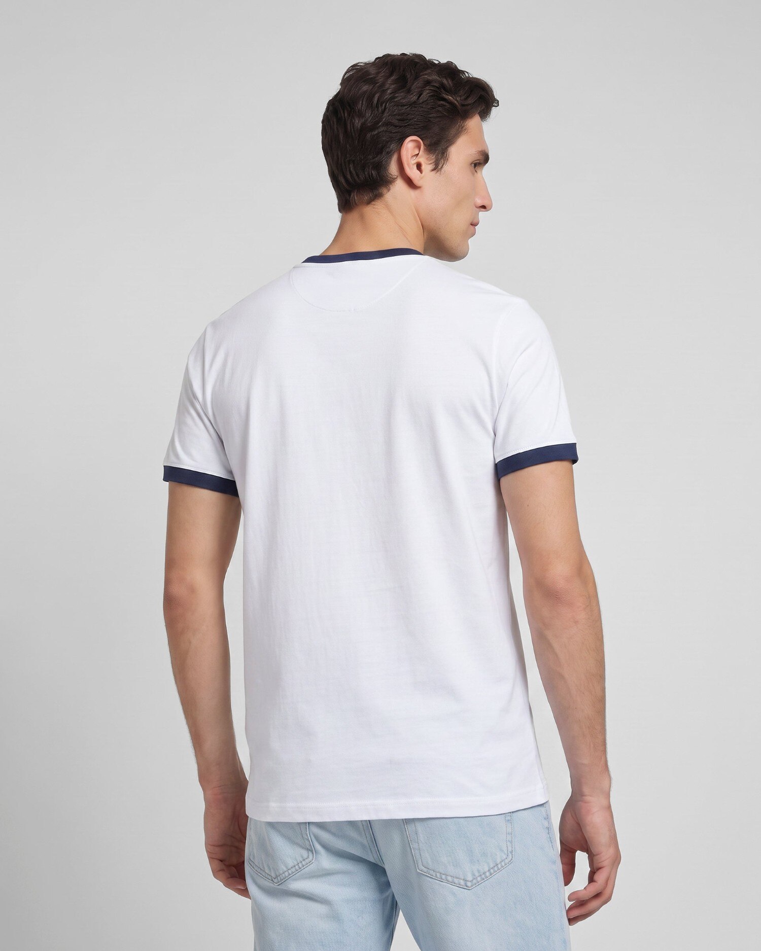 T-shirt Ribs com Contraste de Felpa Branco-3