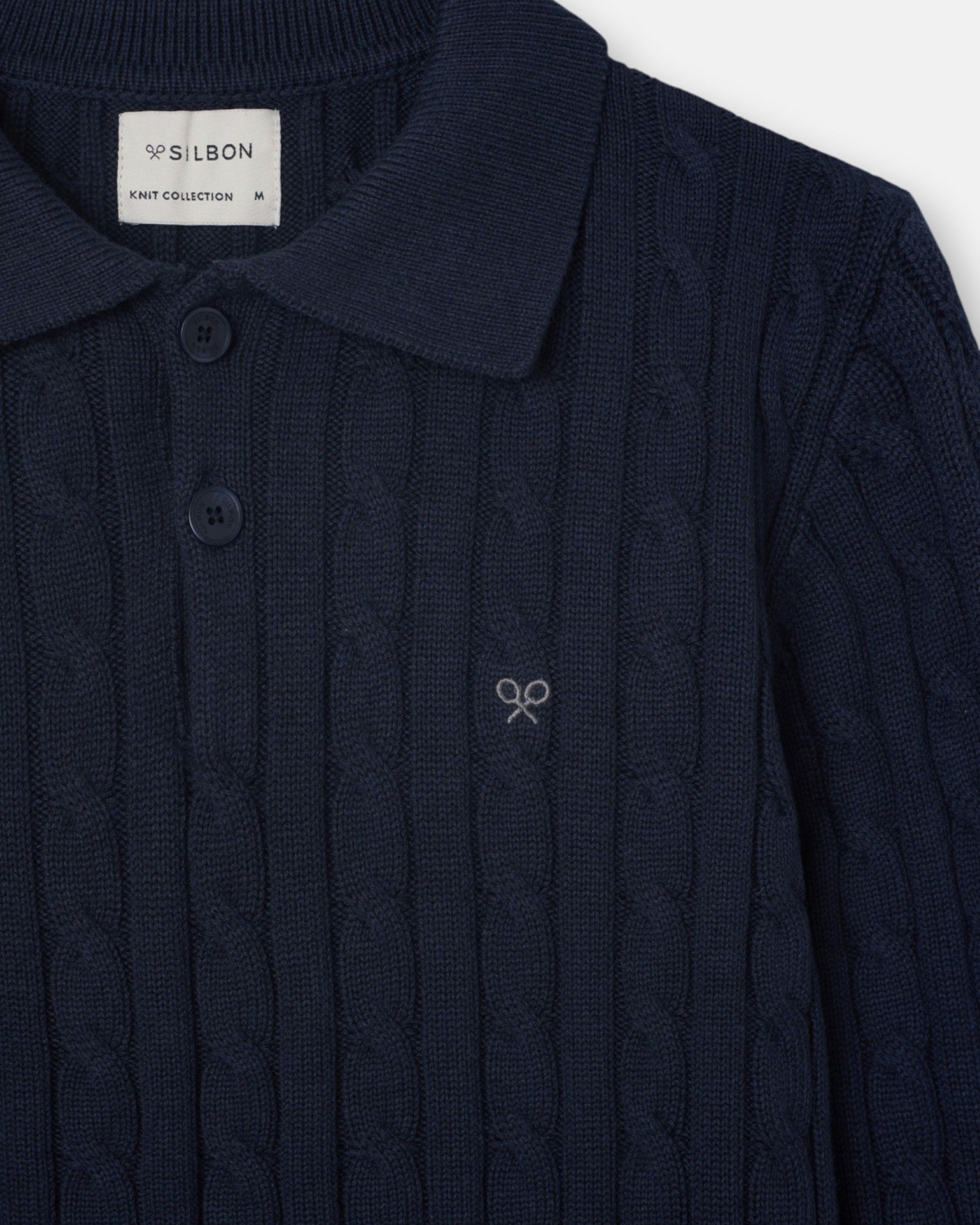 Camisola com Gola Polo e Malha Oitos Azul-marinho-2