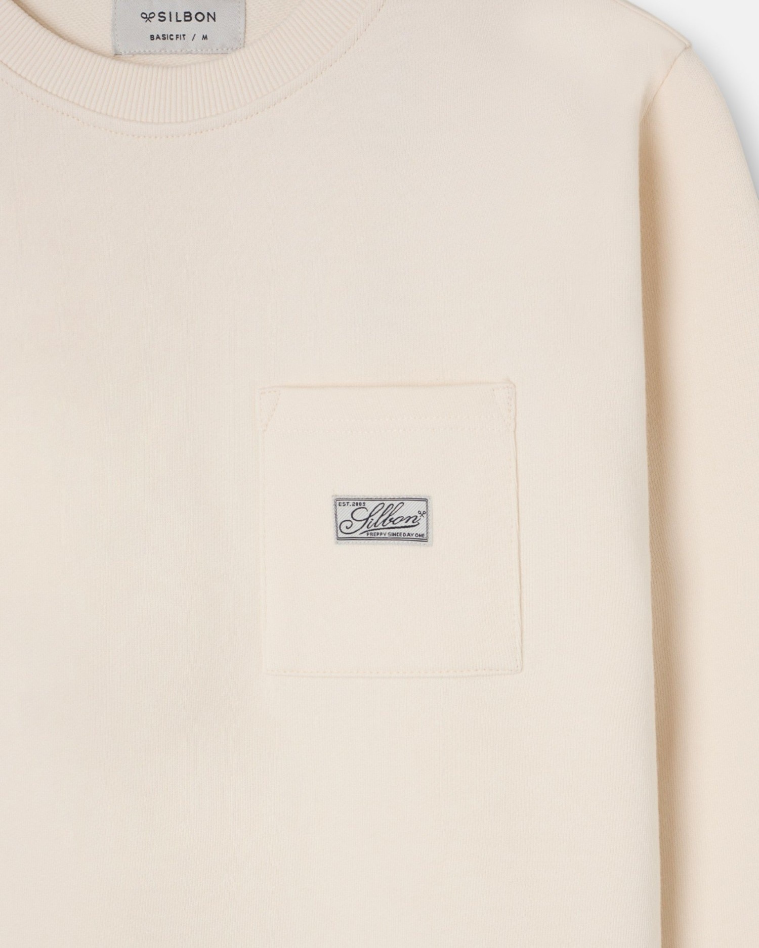 Sweatshirt com Bolso e Etiqueta Creme-2
