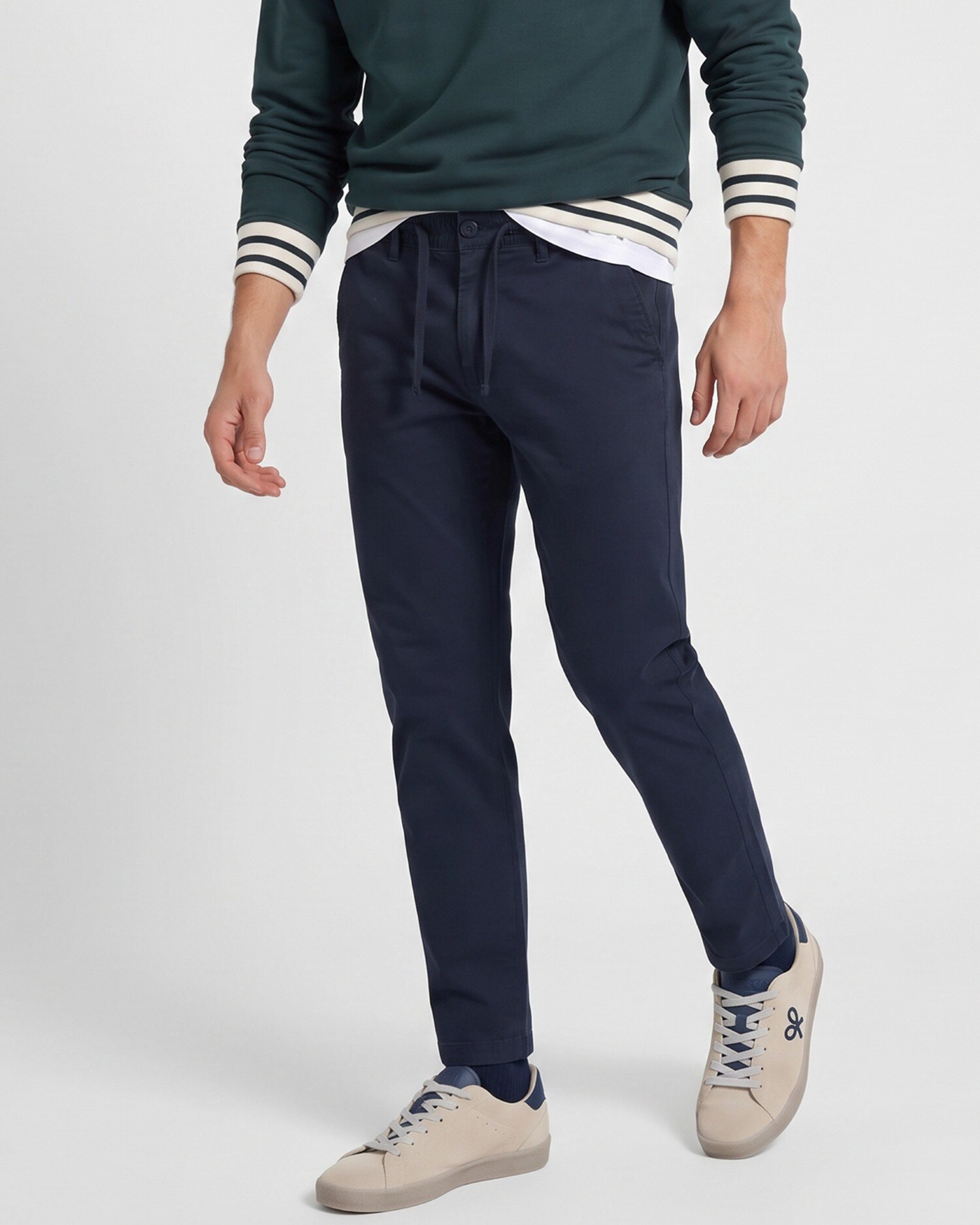 Calças Jogger com Cordão Ajustável Azul-marinho-3