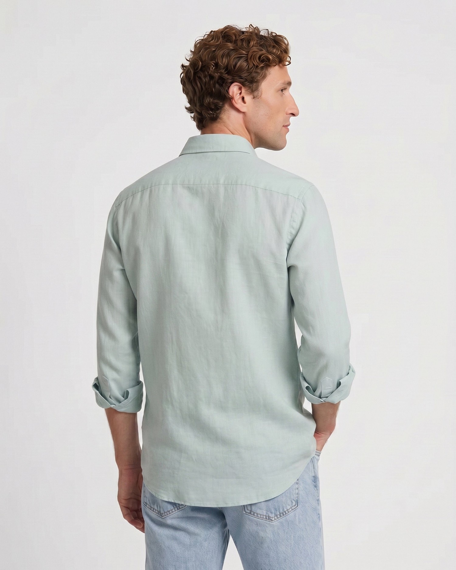 Camisa Sport de Linho Verde-claro-2