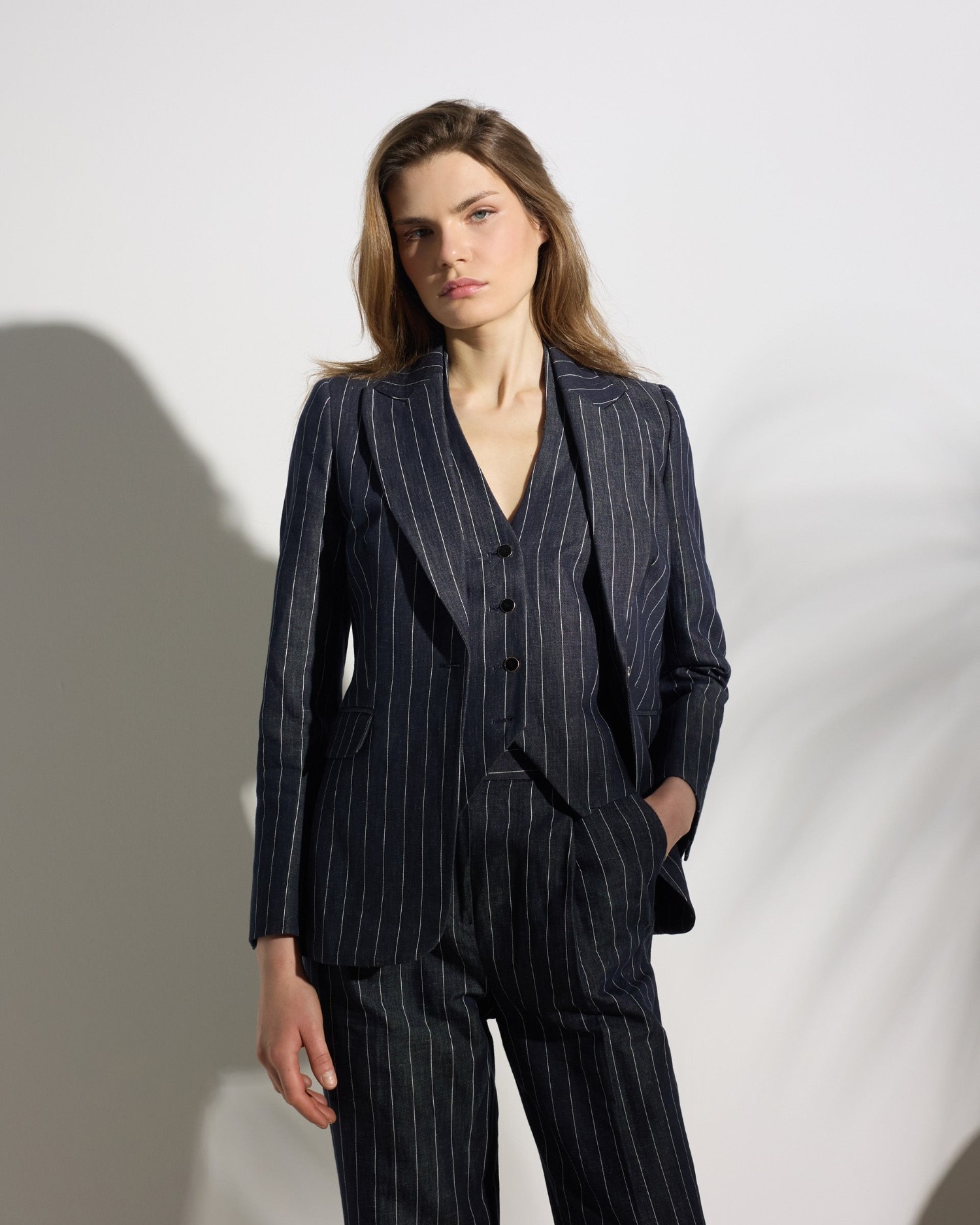 Imagem 0 de Blazer Unique Às Riscas Diplomáticas em Cinzento