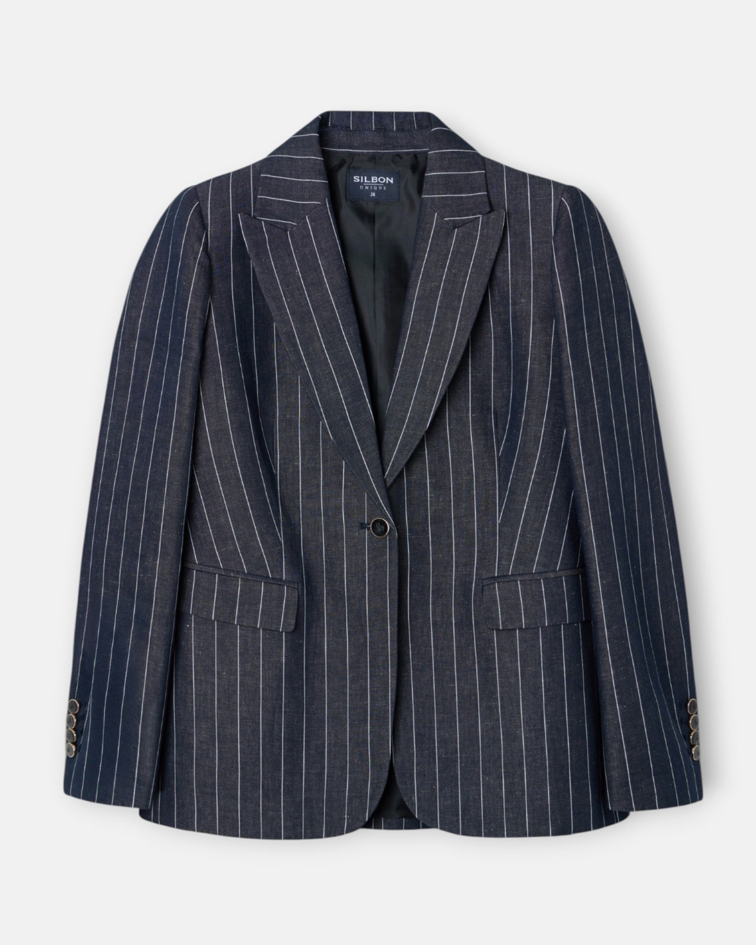 Blazer Unique Às Riscas Diplomáticas em Cinzento Cinzento-4