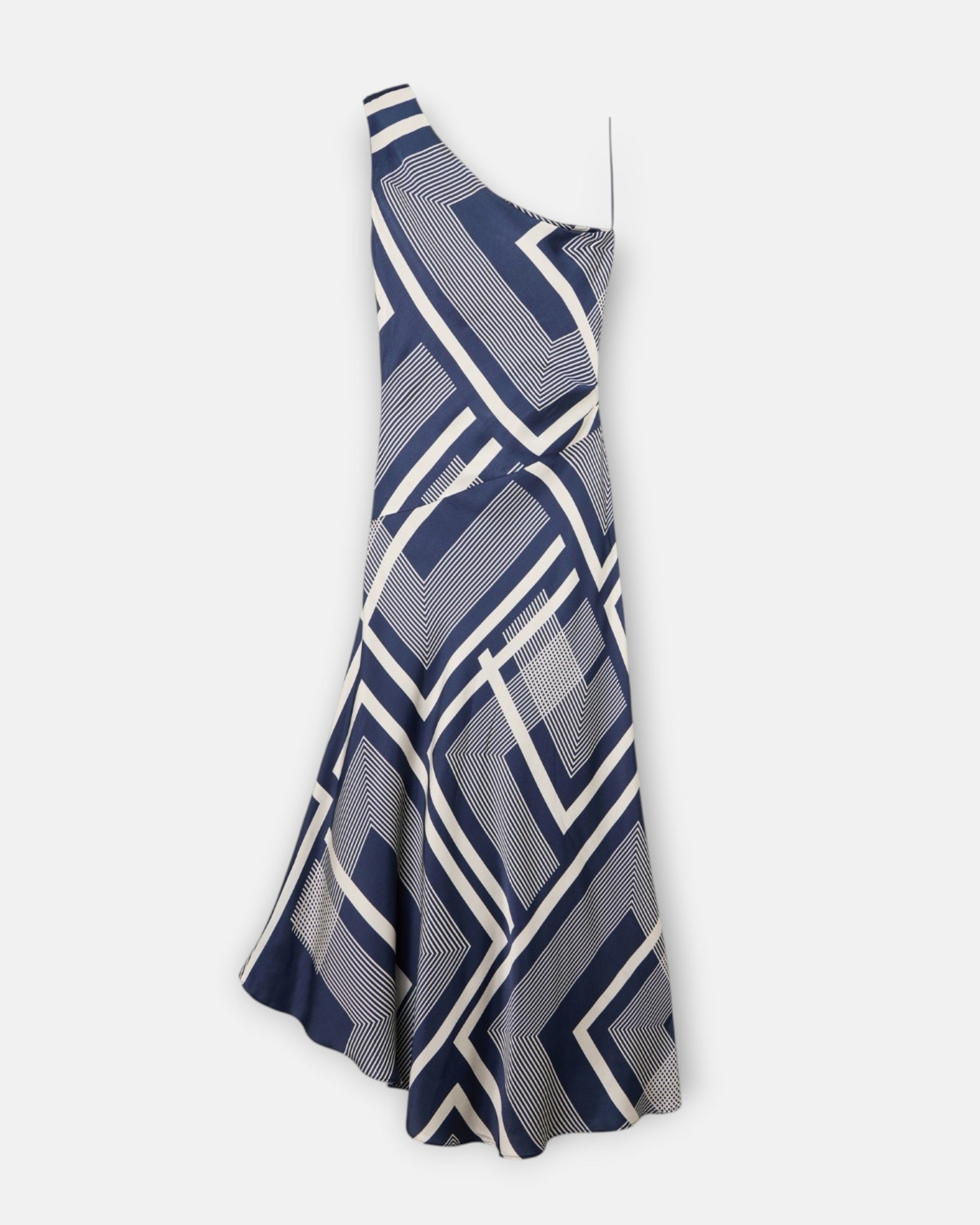 Vestido Midi Unique Assimétrico Estampado Azul Azul-4