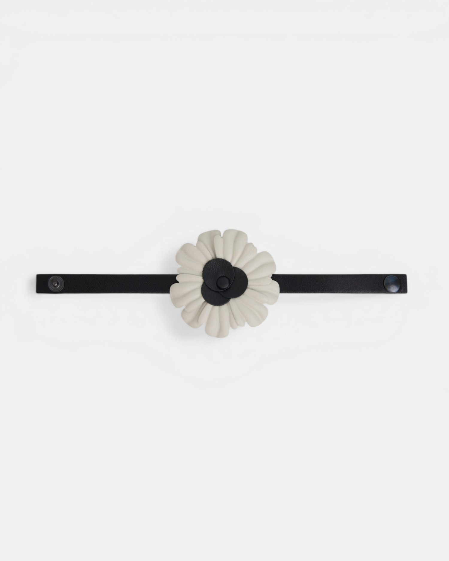 Bracelete Velada Flor Napa Bicolor Preto-2