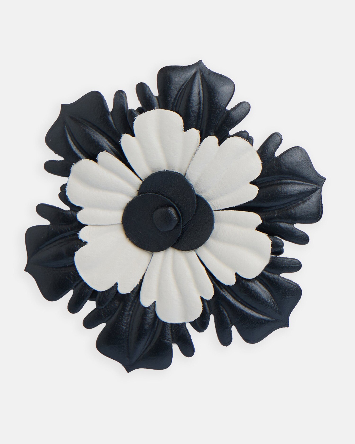 Brincos Velada Flor Napa Bicolor Preto-4