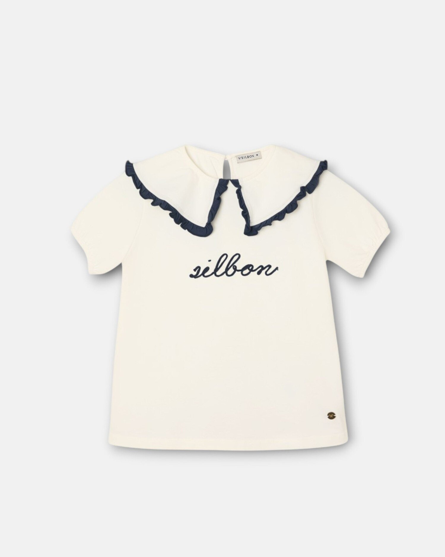 Imagem 0 de T-shirt Infantil de Gola Bobo de Manga Curta em Branco