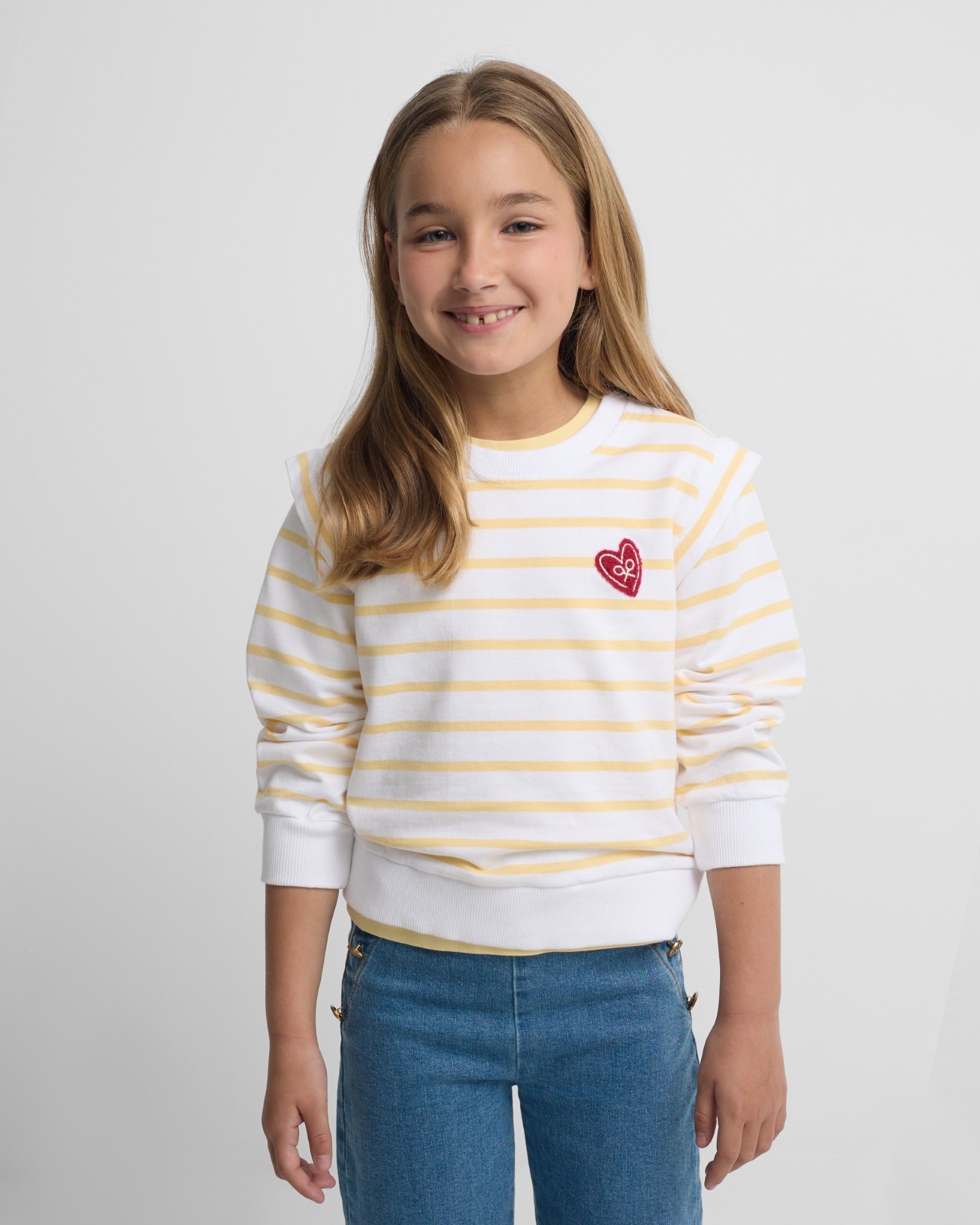 Imagem 0 de Sweatshirt Infantil com Ombreiras em Amarelo e Cru