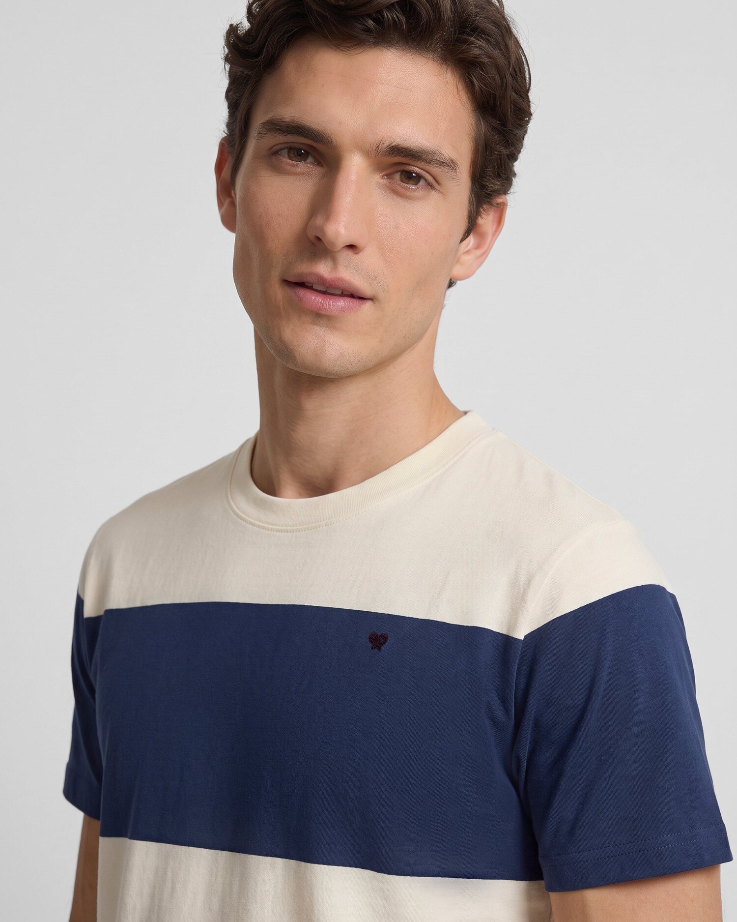T-shirt Às Riscas Largas Azul-marinho-3