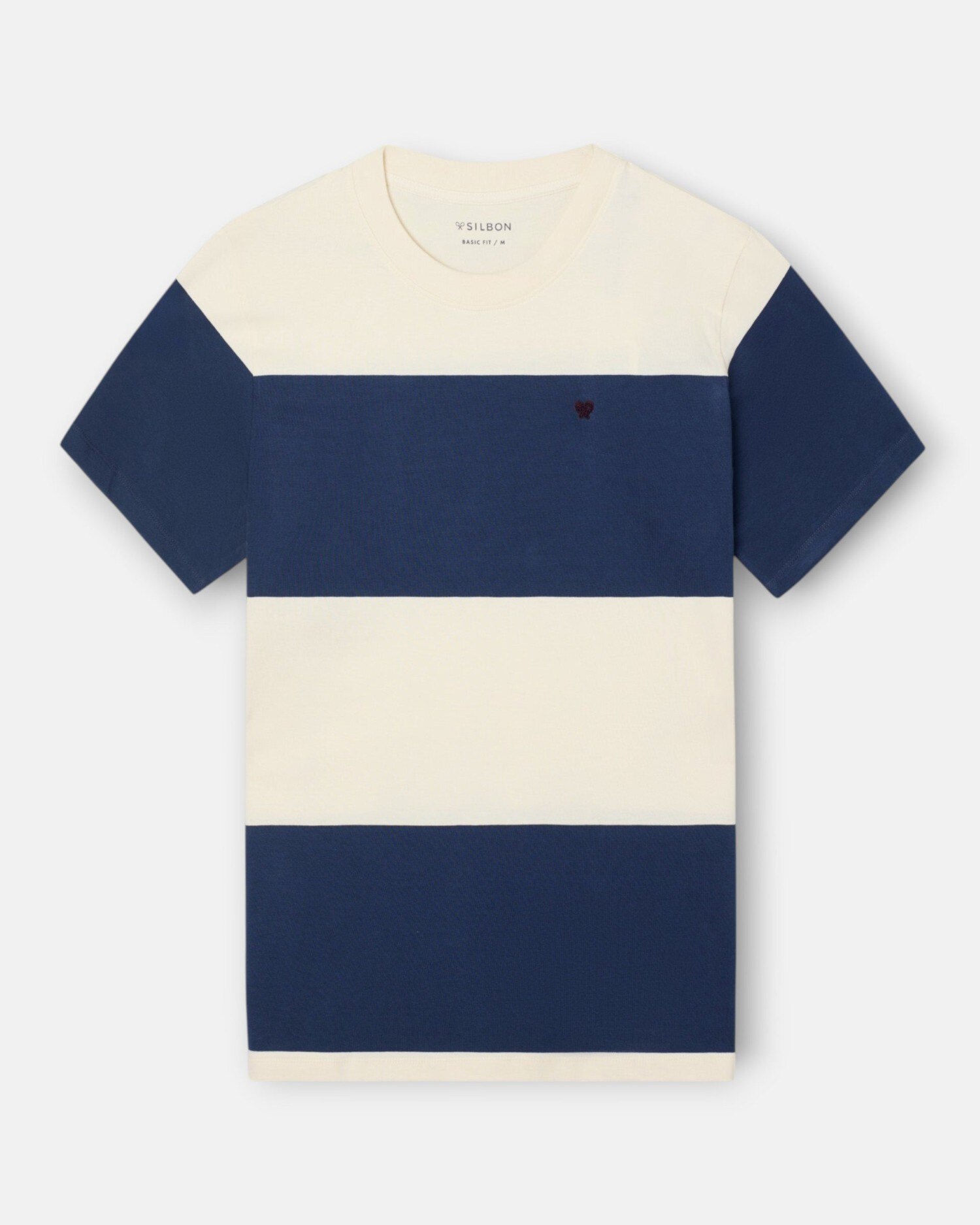 T-shirt Às Riscas Largas Azul-marinho-4
