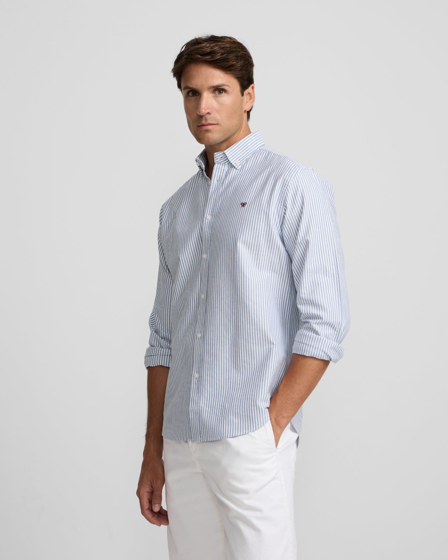 Imagem 0 de Camisa Oxford Às Riscas Médias