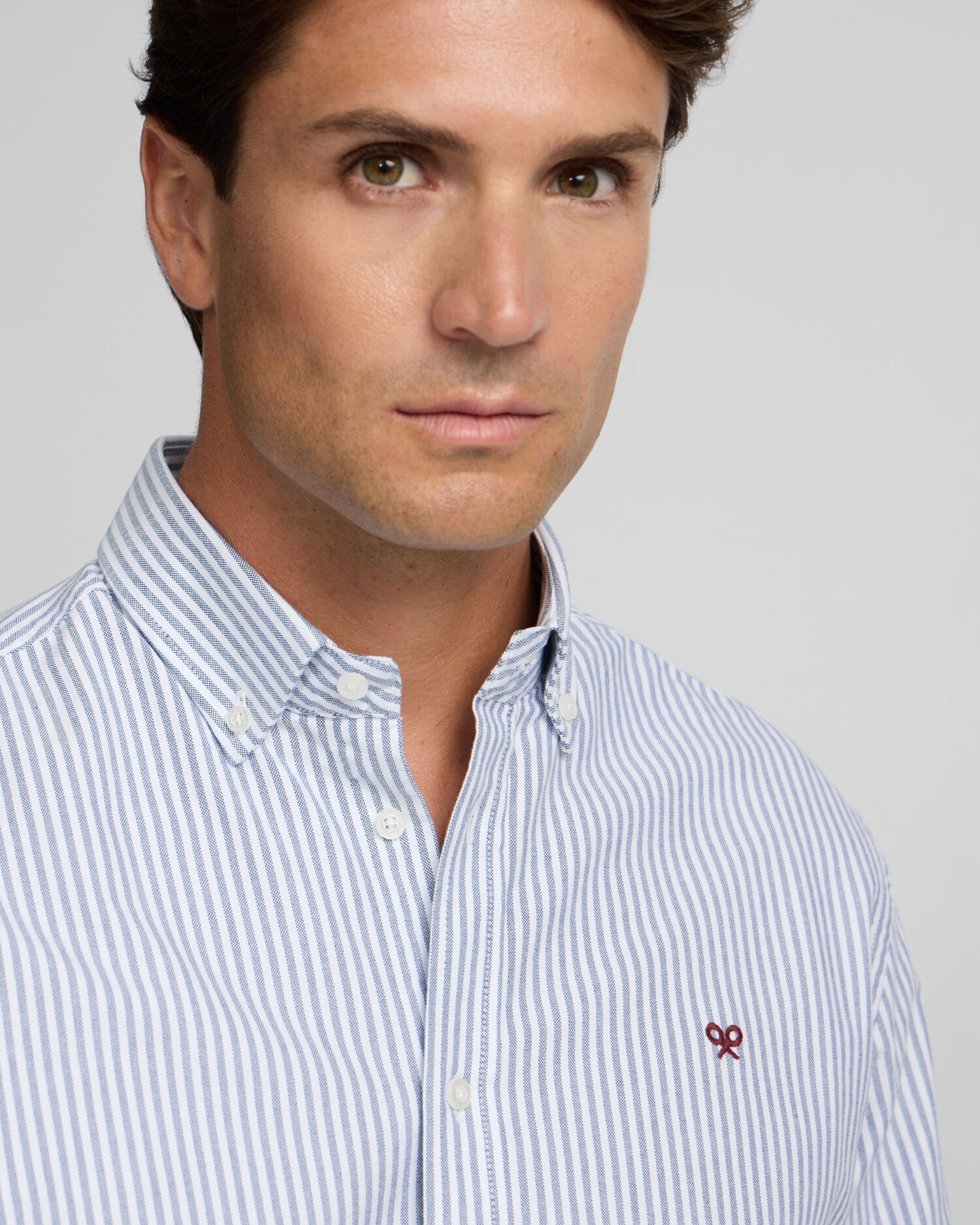 Camisa Oxford Às Riscas Médias Azul-marinho-3