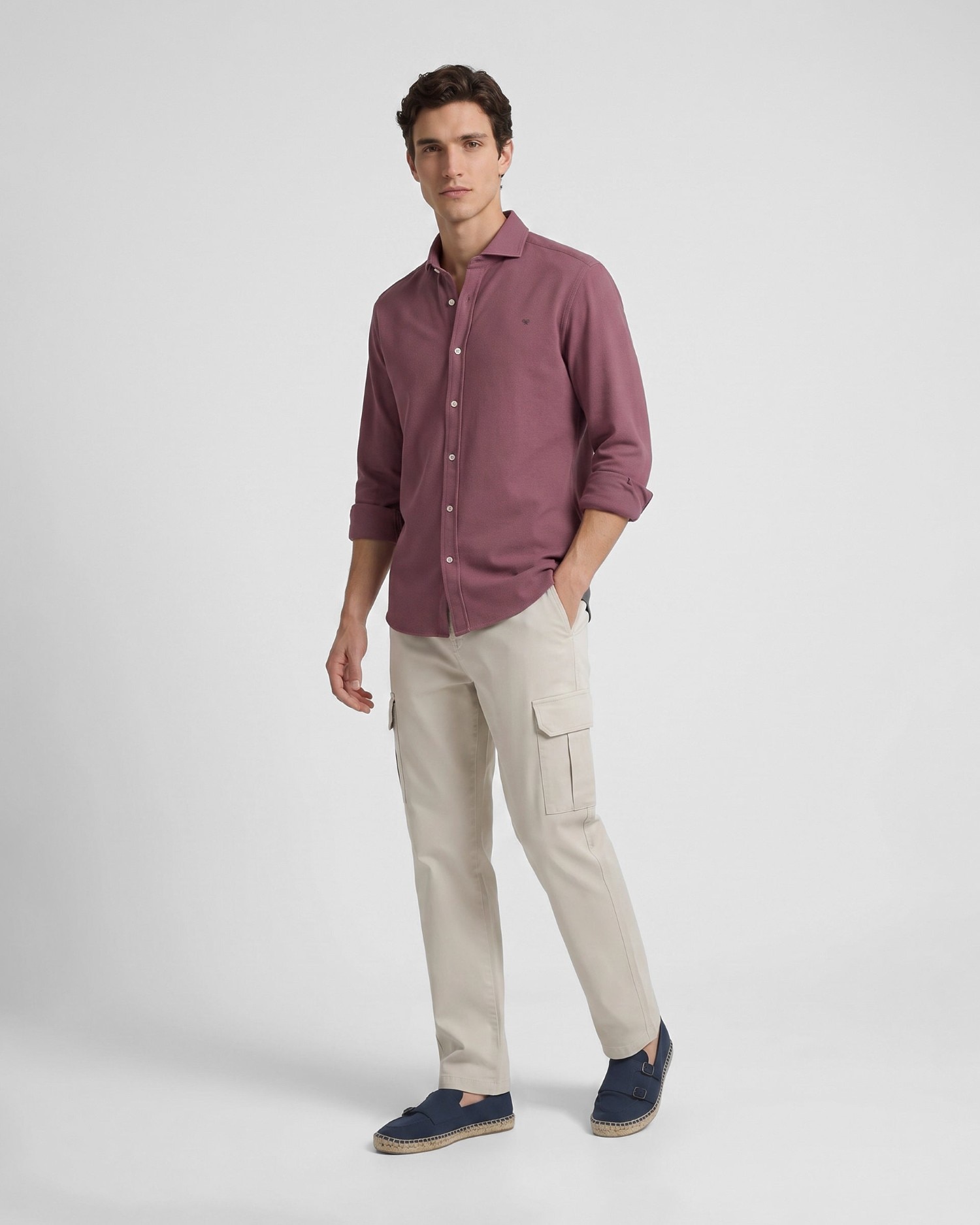Camisa Sport de Estrutura Slim Bordeaux-3