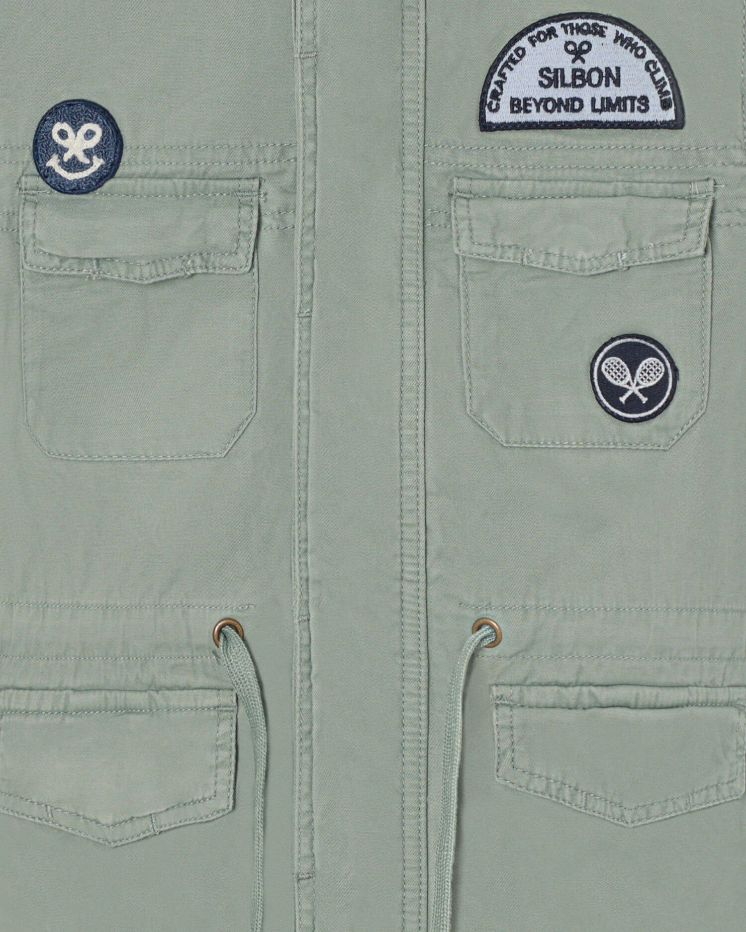 Casaco Militar Infantil com Patches Verde-2