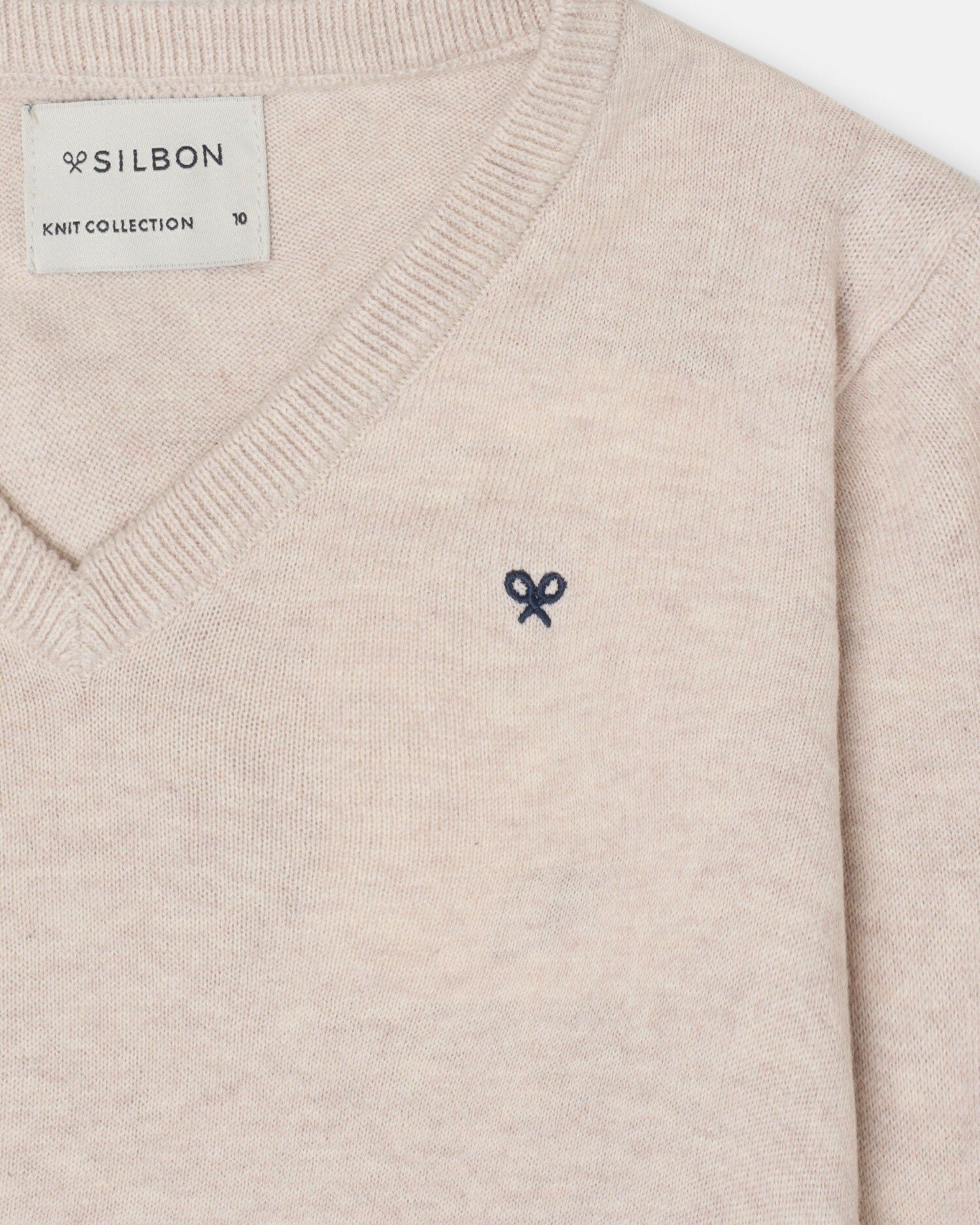 Camisola Infantil de Gola em V Creme-2