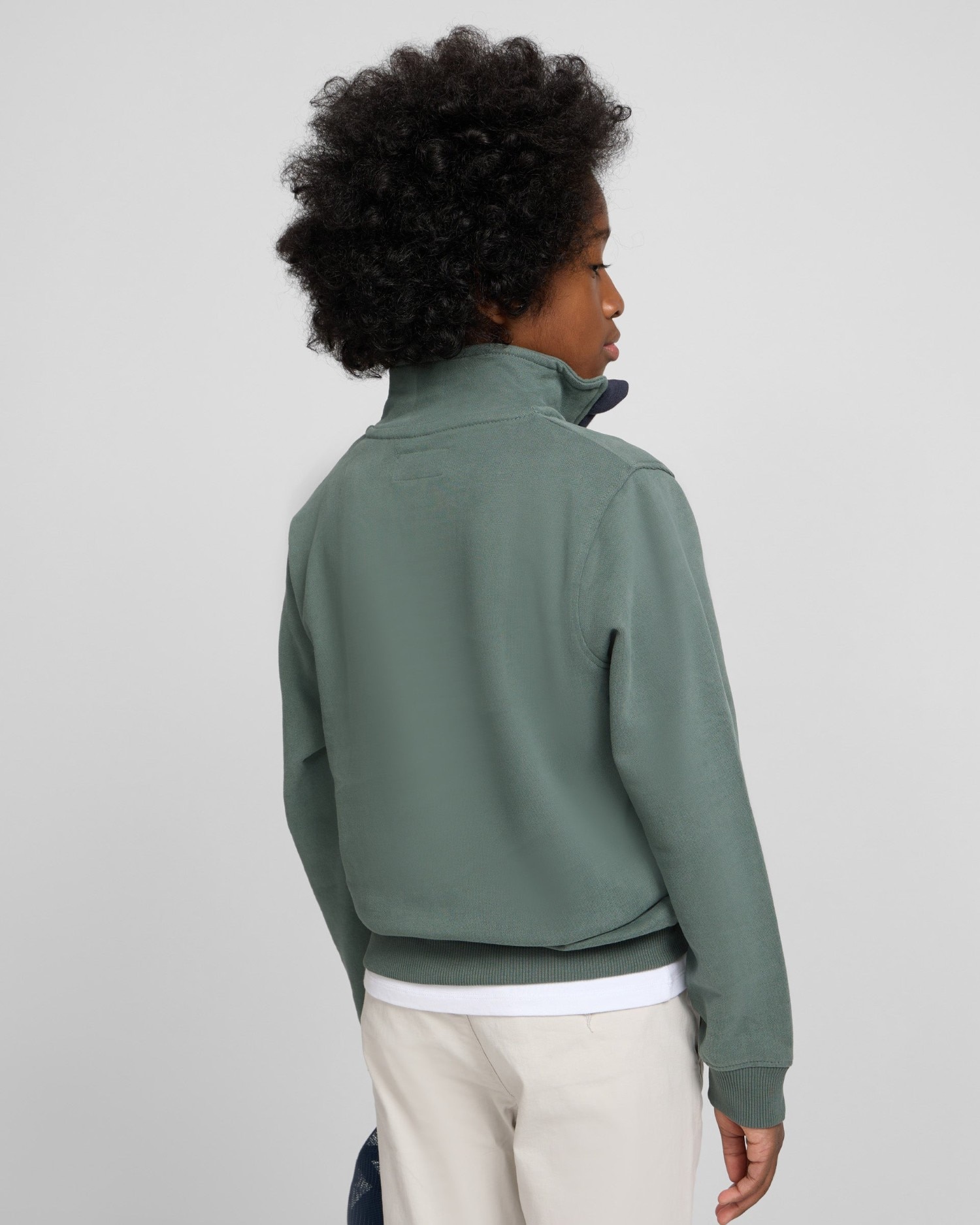 Sweatshirt Infantil Smile com Meia Fecho Zip Verde-escuro-2