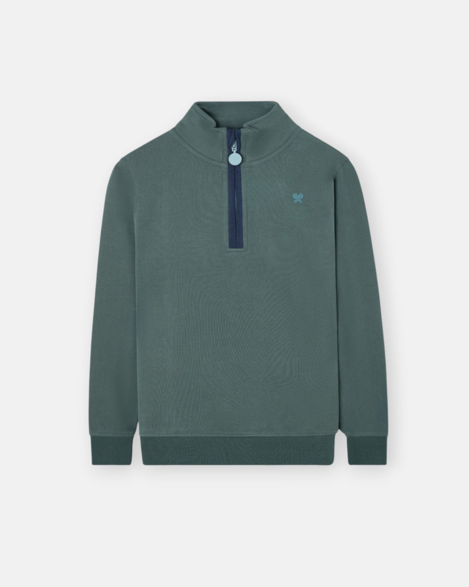 Sweatshirt Infantil Smile com Meia Fecho Zip Verde-escuro-4