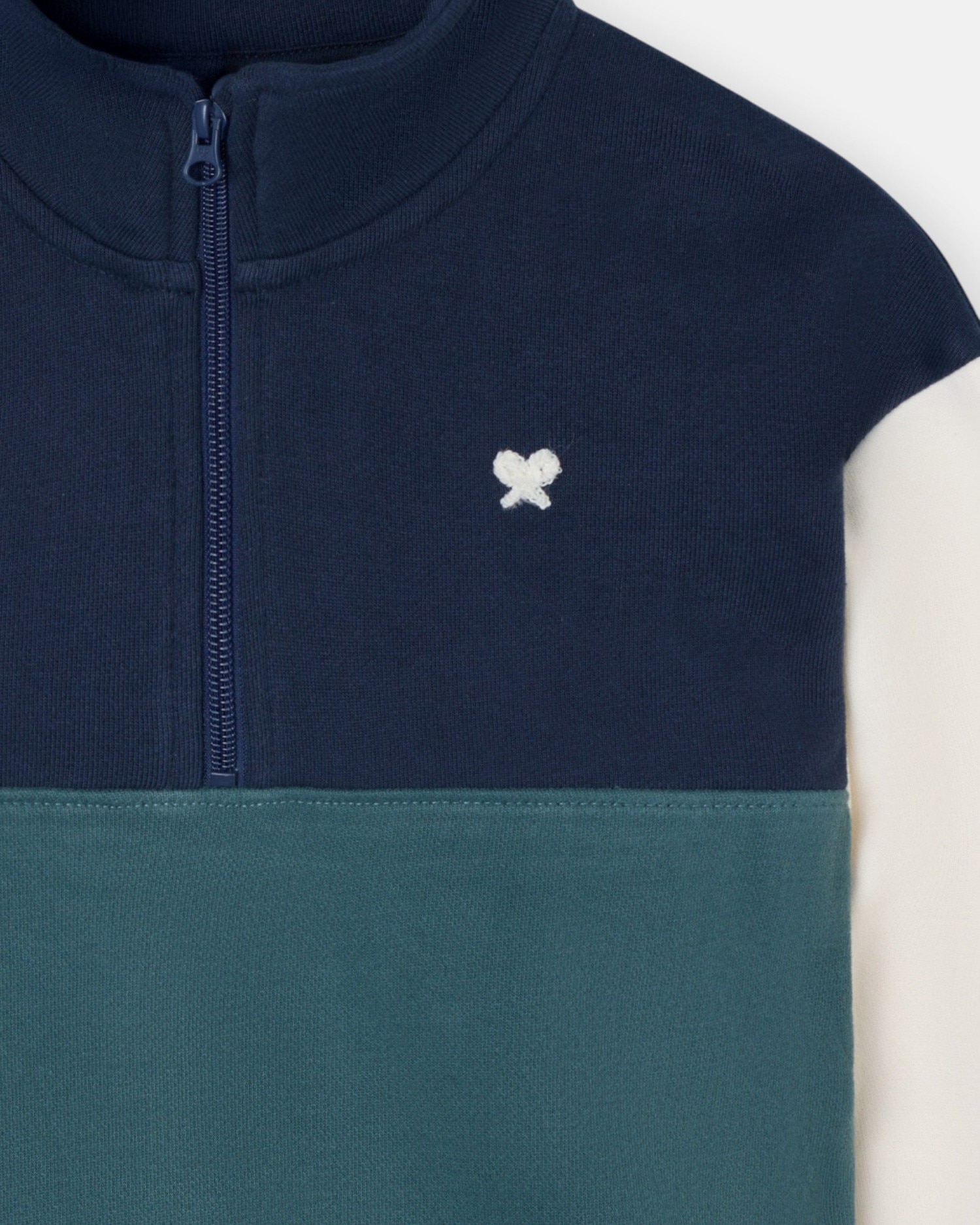 Sweatshirt Infantil de Blocos com Fecho Zip Médio Verde-2