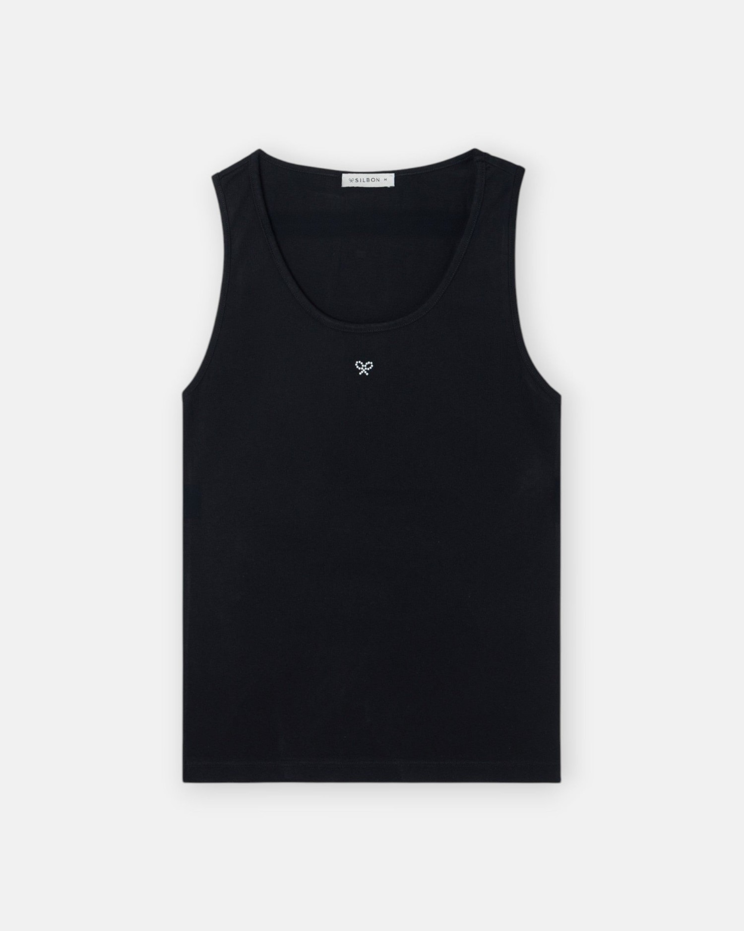 T-shirt Tank Preta com Aplicação de Pérola Preto-4