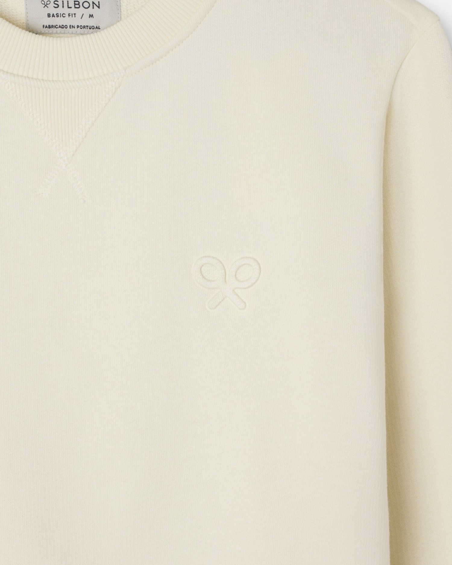 Sweatshirt com Raquetes em Relevo Creme-2