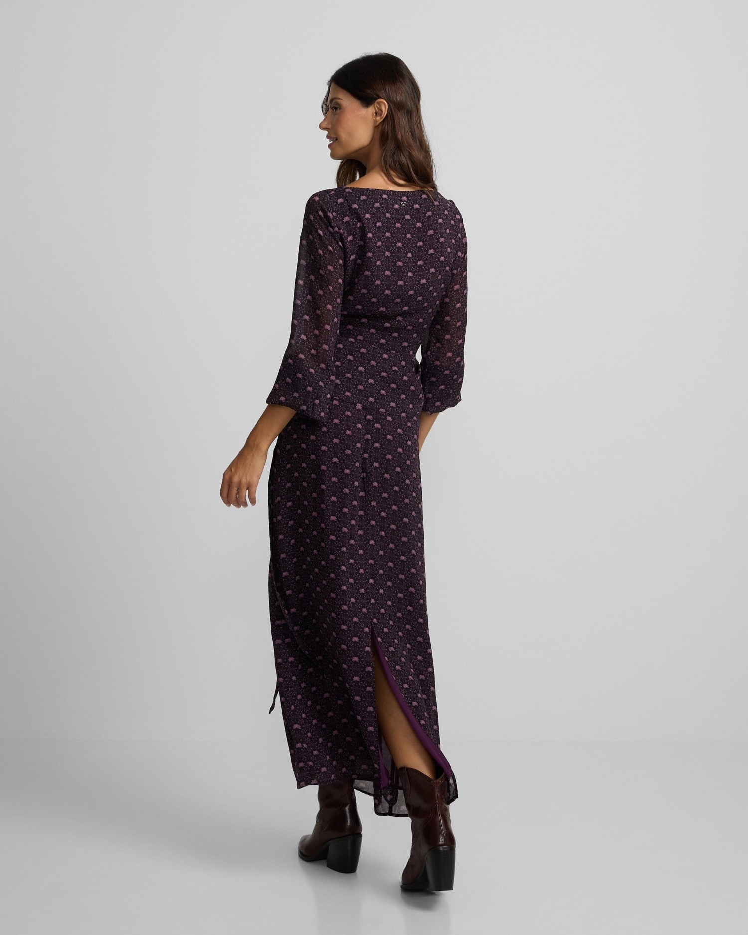Saia Midi com Laçada Estampado Roxo Roxo-2