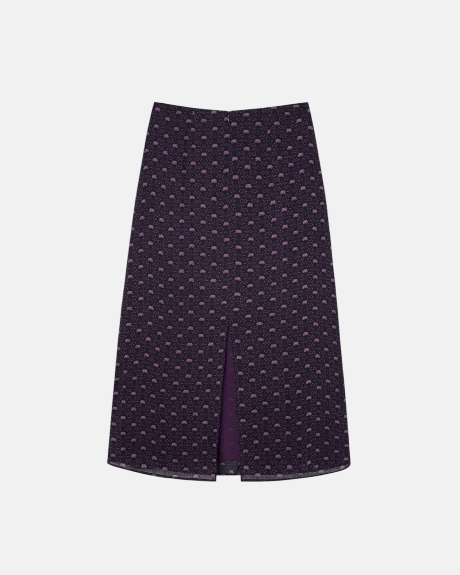 Saia Midi com Laçada Estampado Roxo Roxo-5